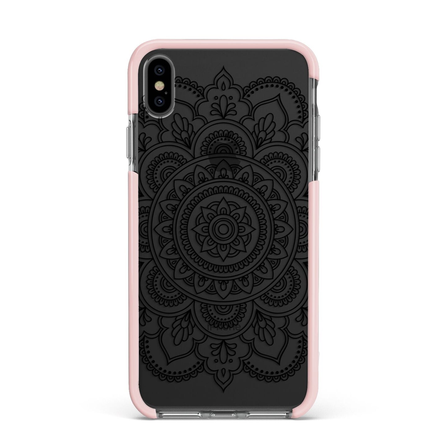 Mandala Apple iPhone Xs Max Impact Case Pink Edge on Black Phone