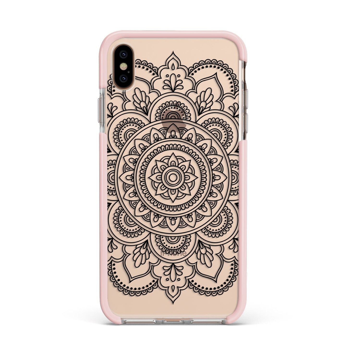 Mandala Apple iPhone Xs Max Impact Case Pink Edge on Gold Phone