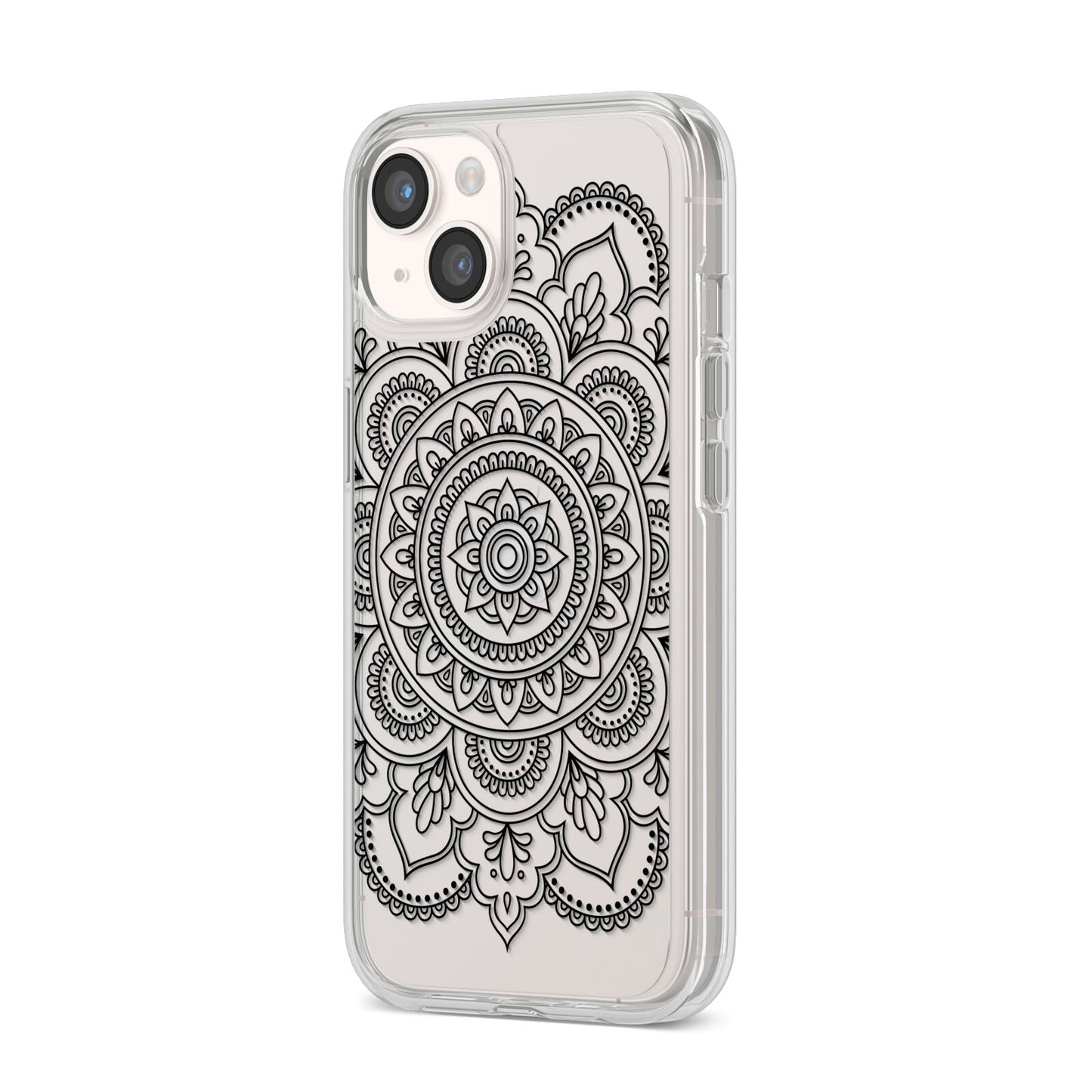 Mandala iPhone 14 Clear Tough Case Starlight Angled Image