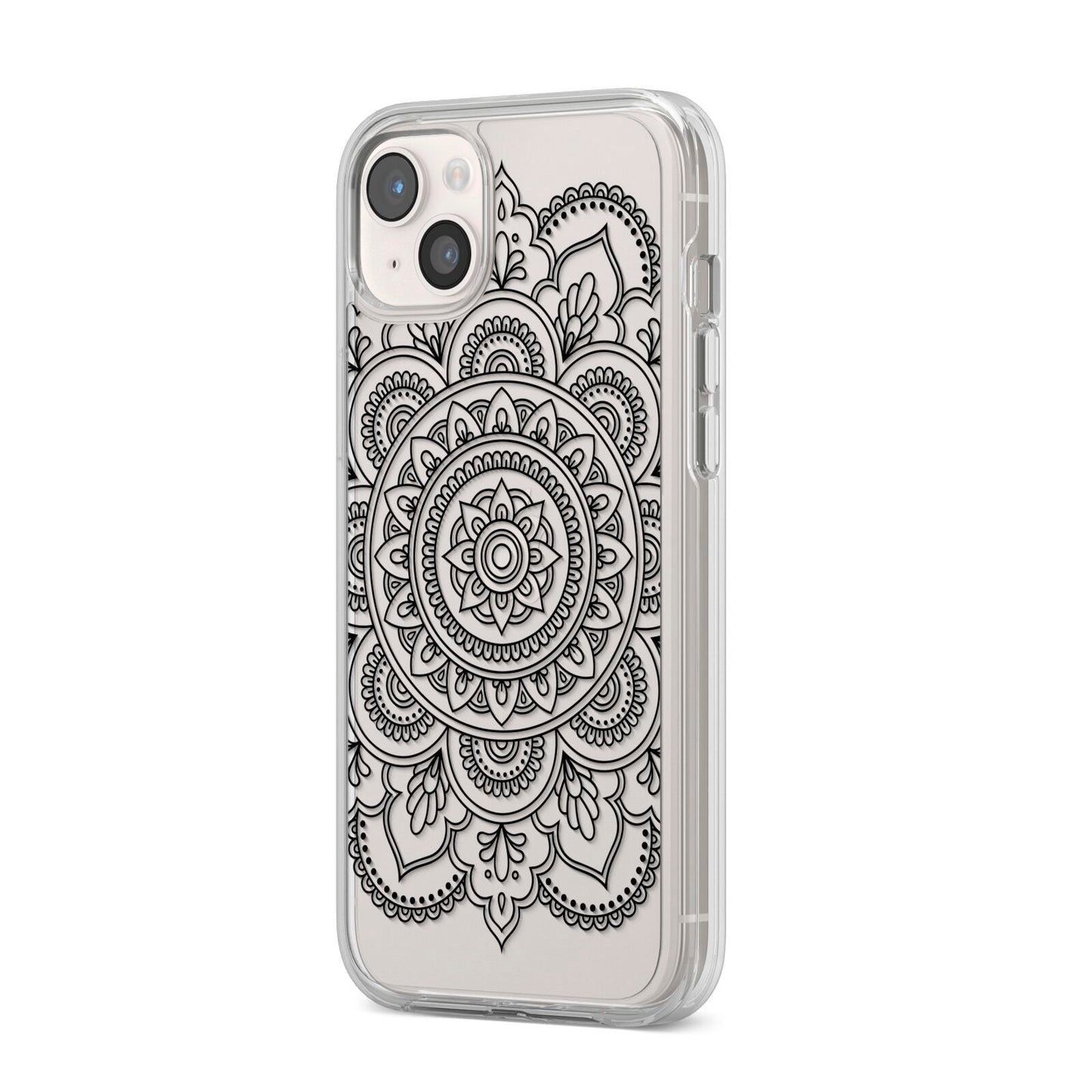 Mandala iPhone 14 Plus Clear Tough Case Starlight Angled Image