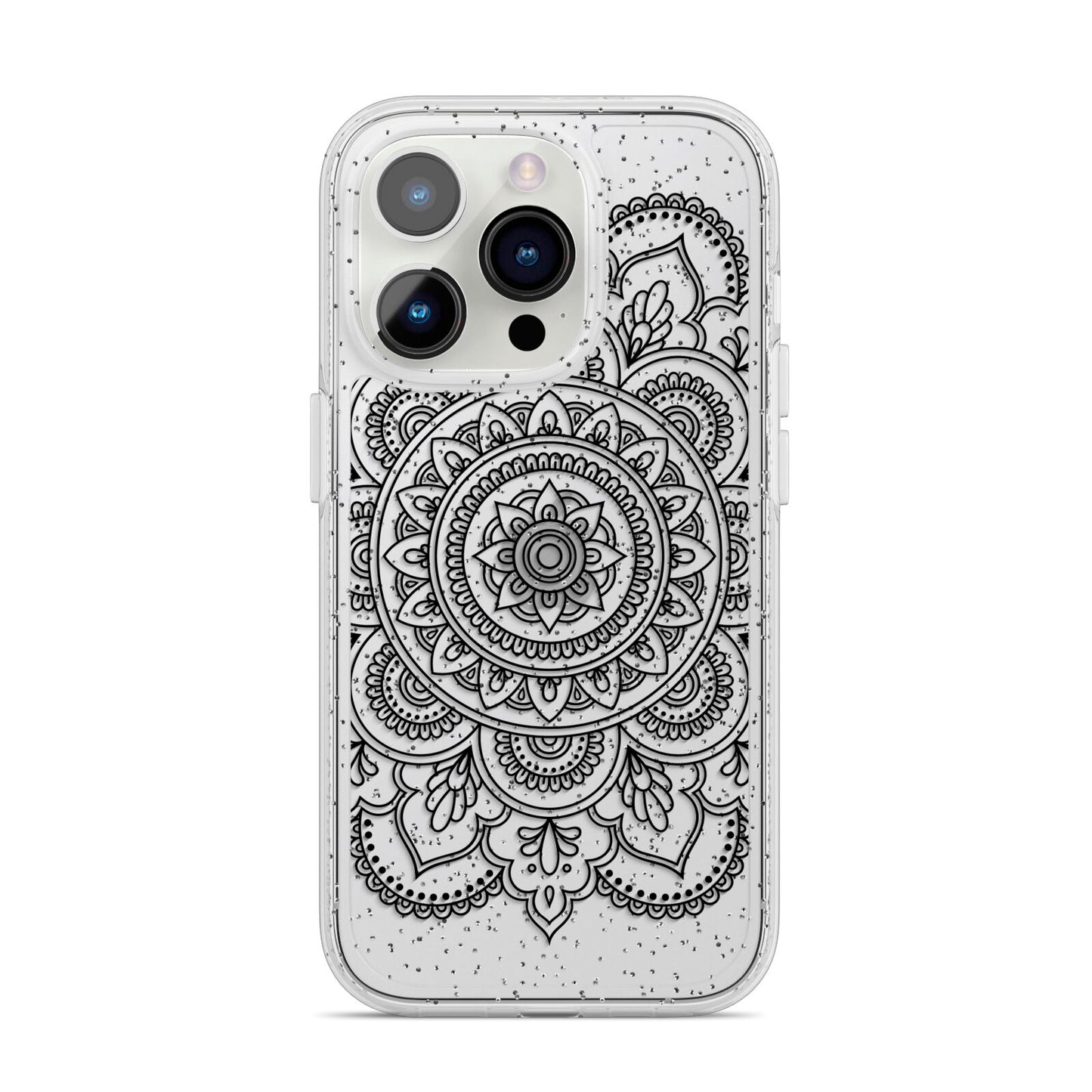 Mandala iPhone 14 Pro Glitter Tough Case Silver