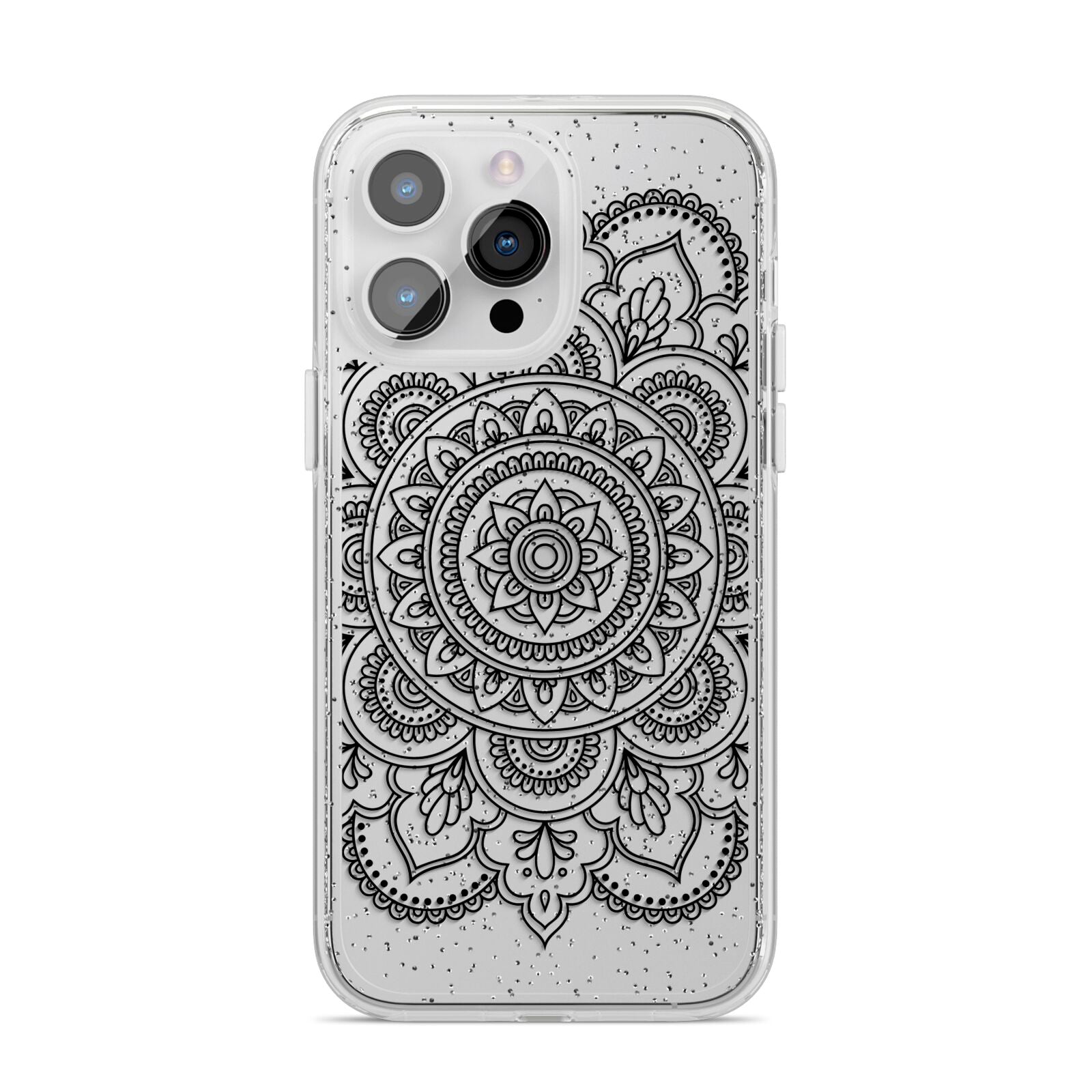 Mandala iPhone 14 Pro Max Glitter Tough Case Silver