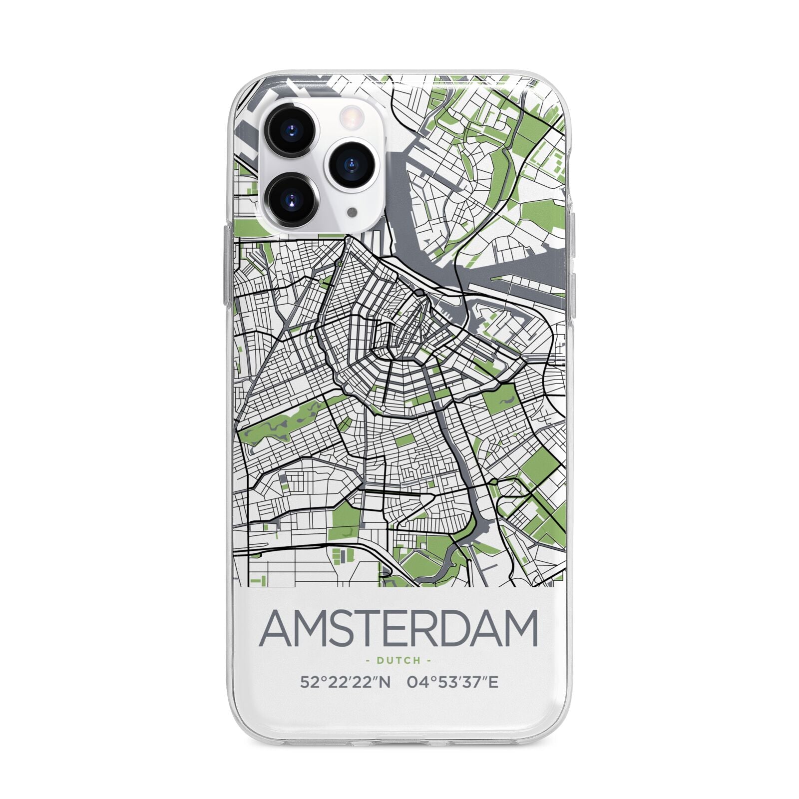 Map of Amsterdam Apple iPhone 11 Pro Max in Silver with Bumper Case