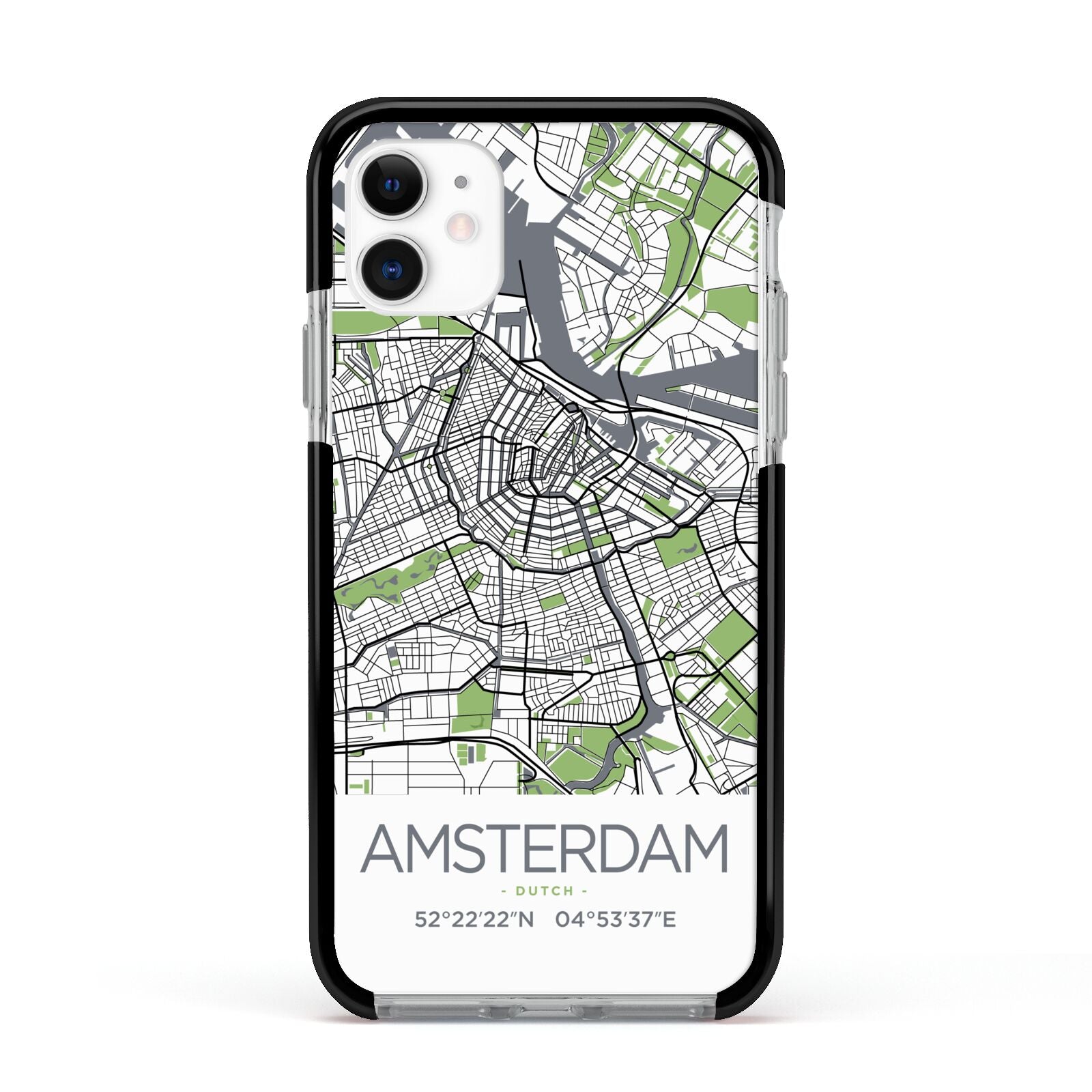 Map of Amsterdam Apple iPhone 11 in White with Black Impact Case