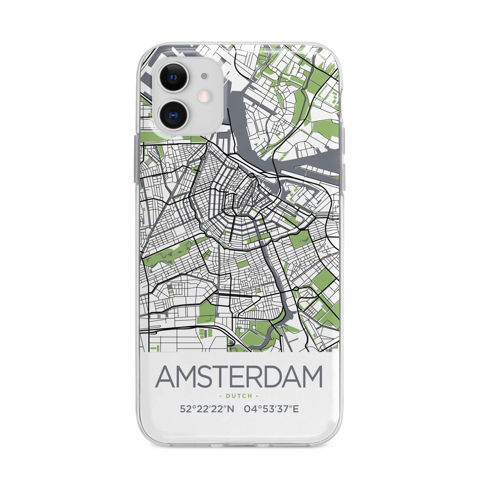 Map of Amsterdam Apple iPhone 11 in White with Bumper Case