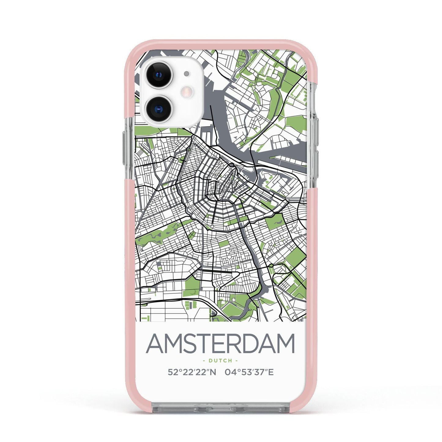 Map of Amsterdam Apple iPhone 11 in White with Pink Impact Case