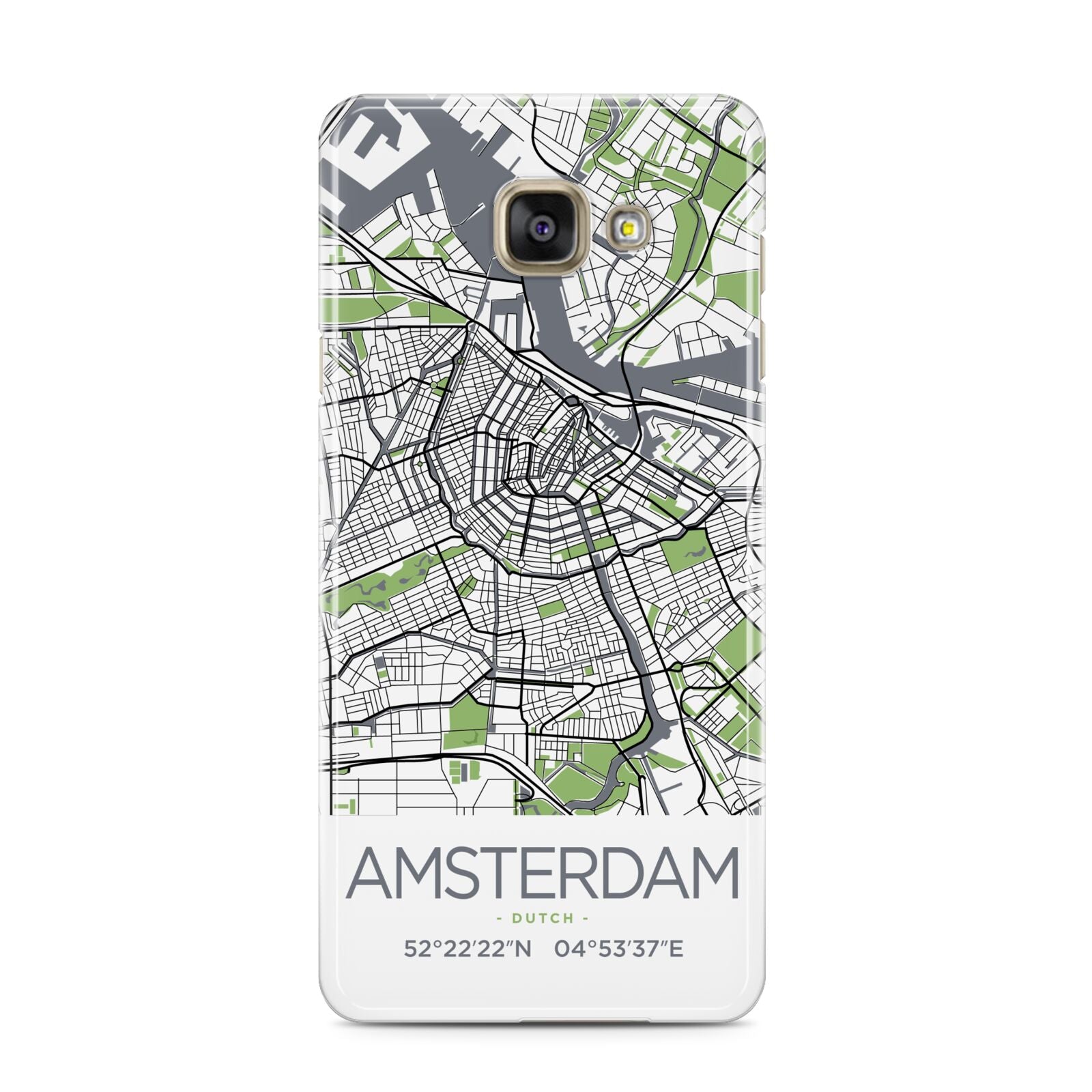 Map of Amsterdam Samsung Galaxy A3 2016 Case on gold phone