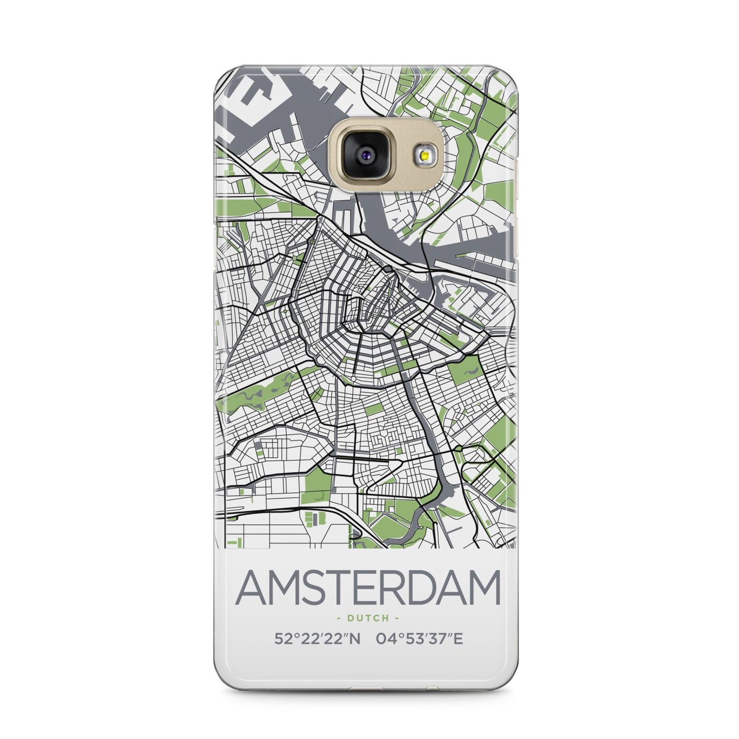 Map of Amsterdam Samsung Galaxy A5 2016 Case on gold phone