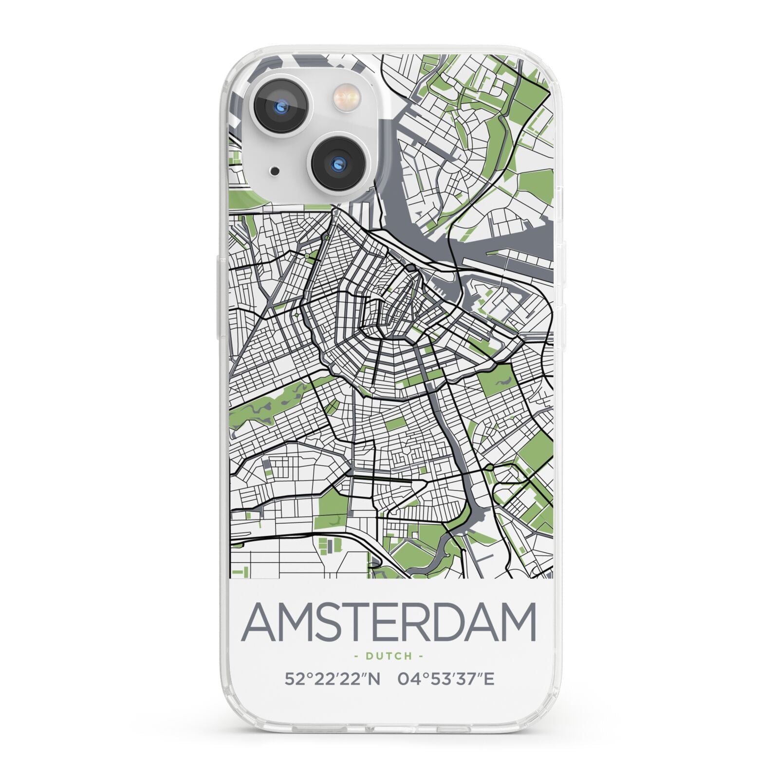 Map of Amsterdam iPhone 13 Clear Bumper Case