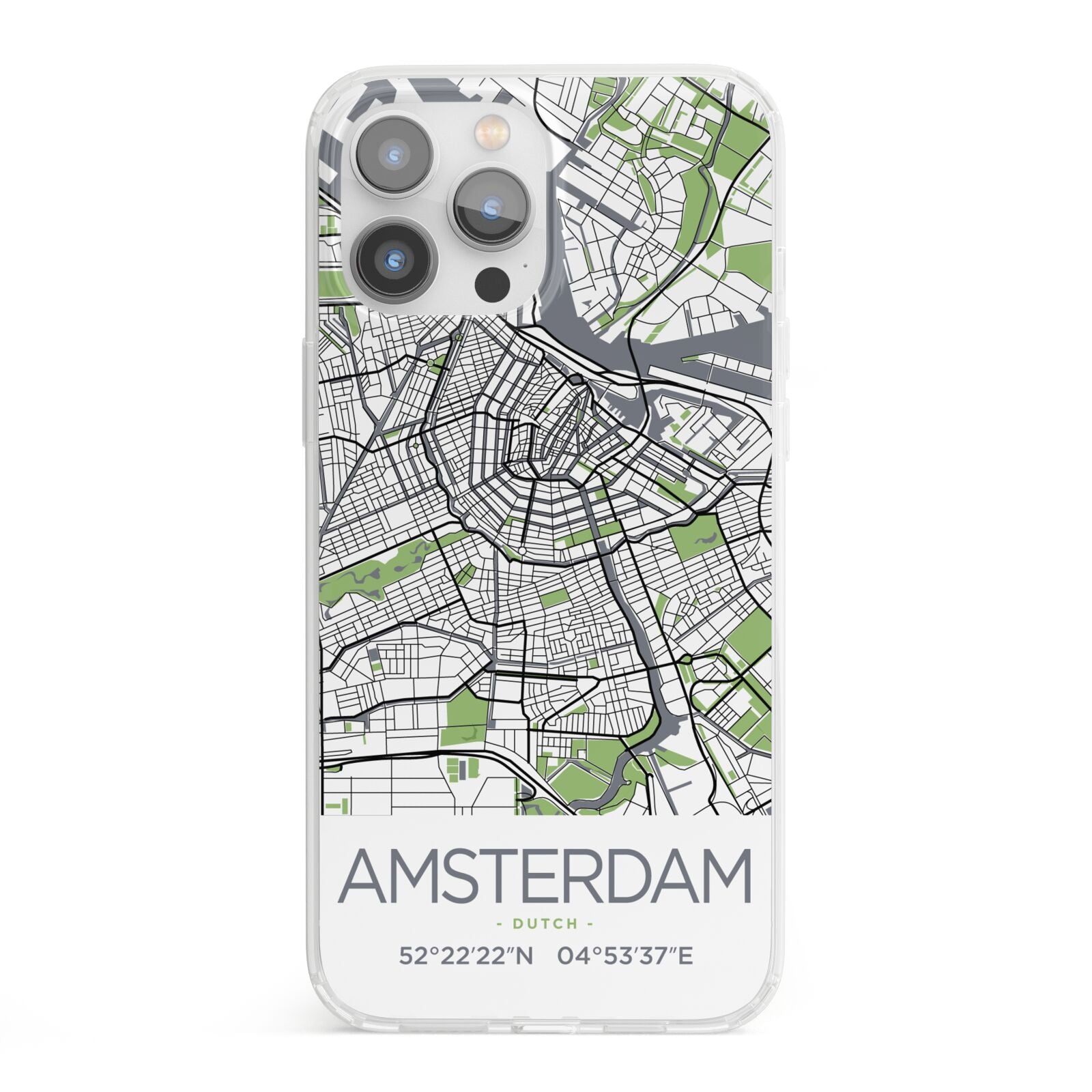 Map of Amsterdam iPhone 13 Pro Max Clear Bumper Case