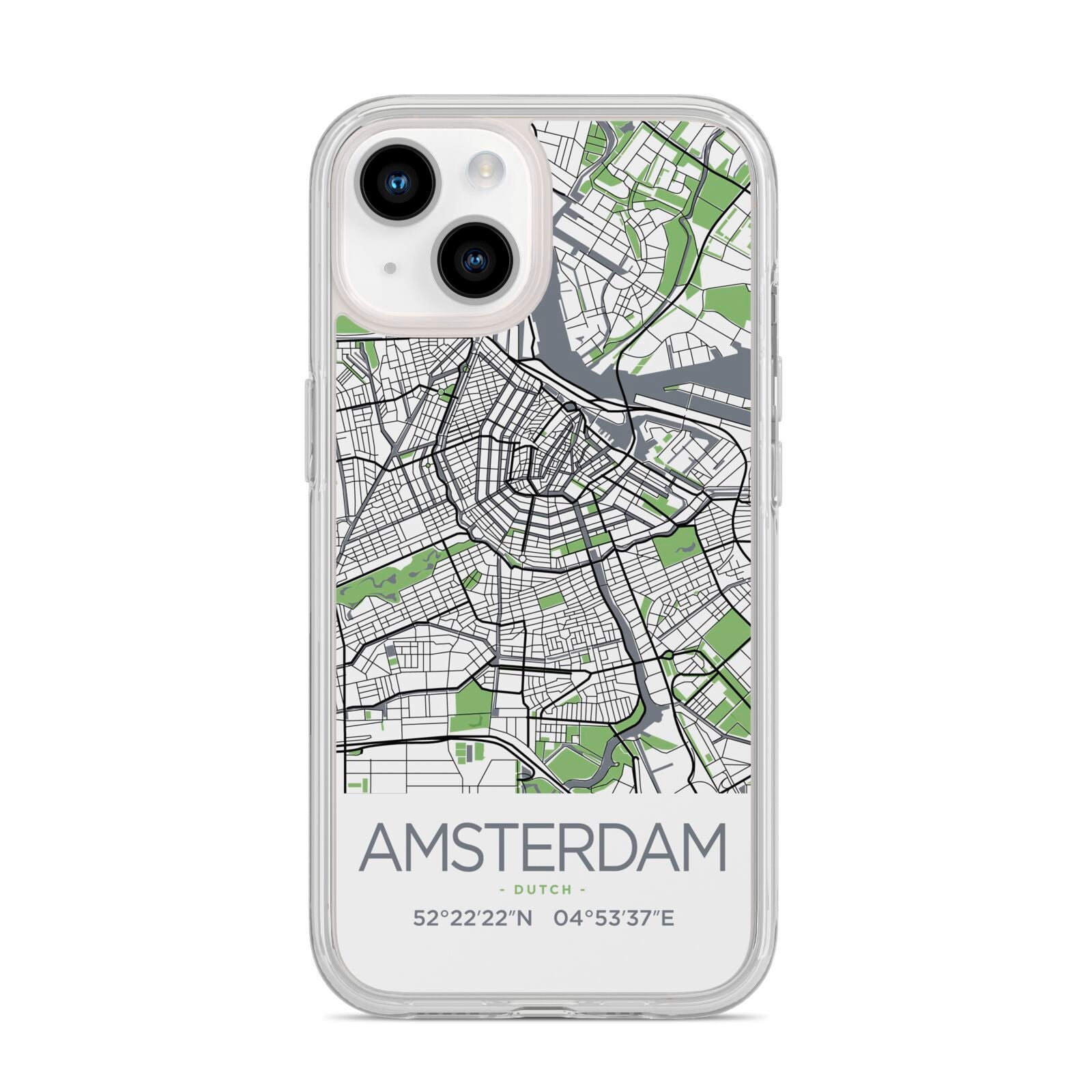 Map of Amsterdam iPhone 14 Clear Tough Case Starlight