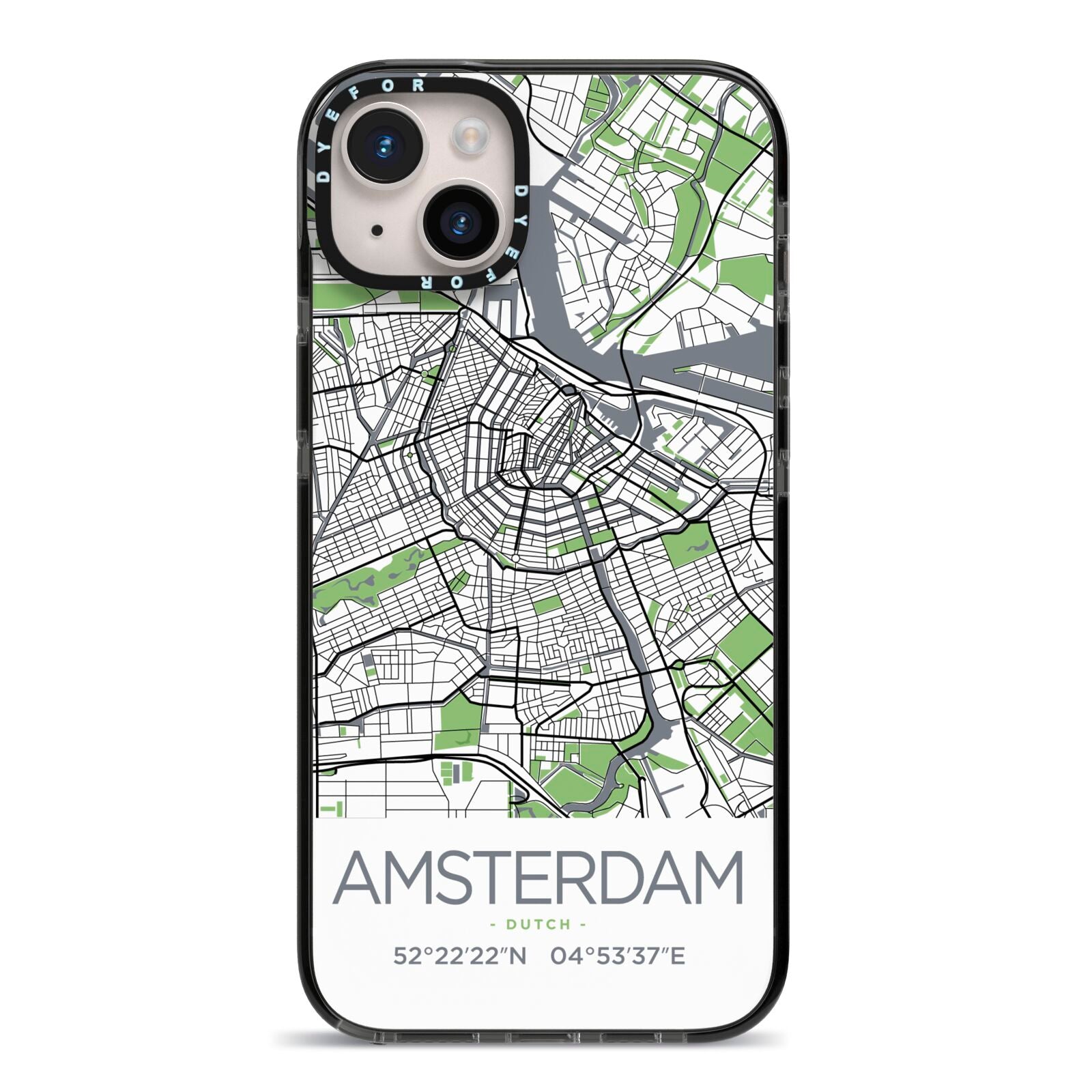 Map of Amsterdam iPhone 14 Plus Black Impact Case on Silver phone