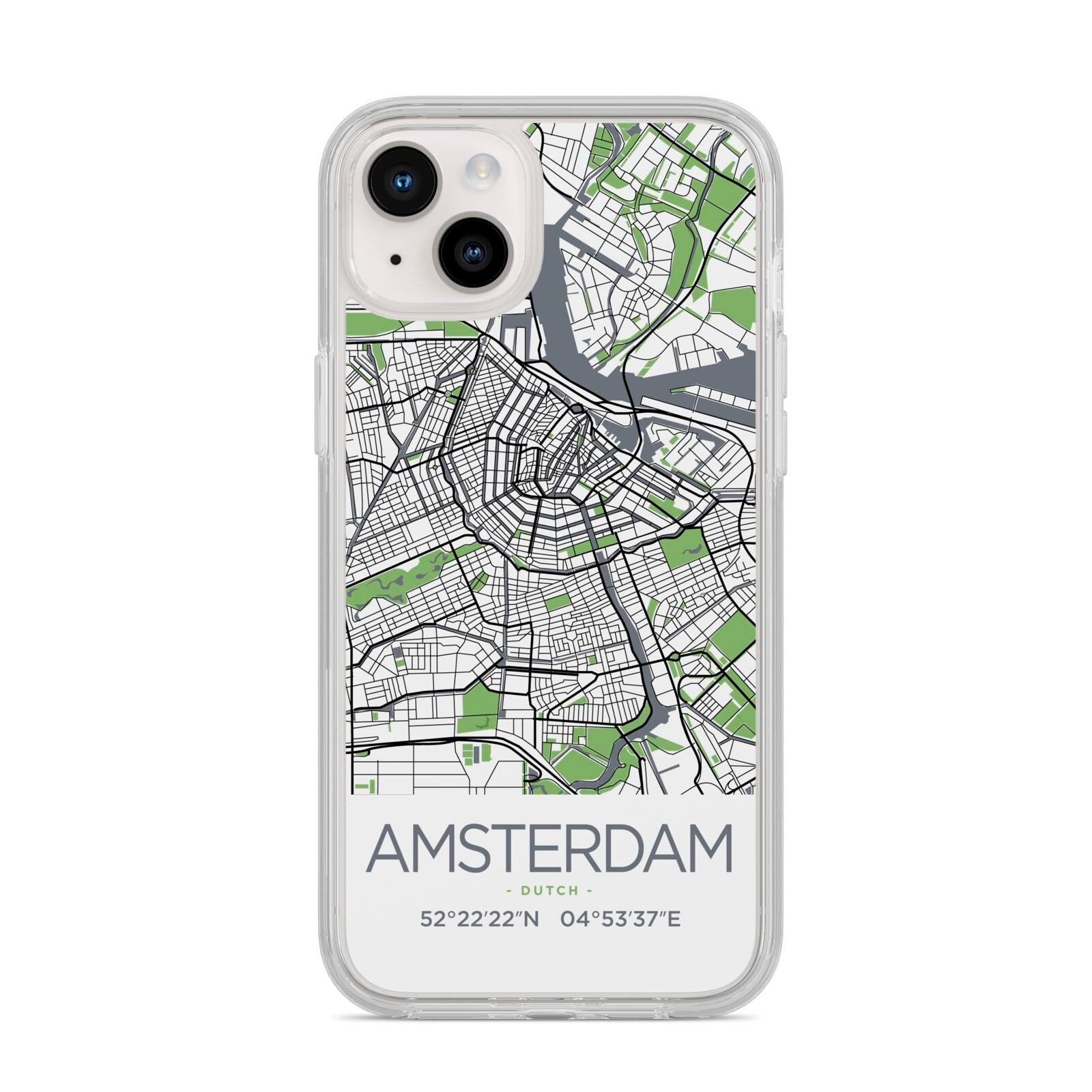 Map of Amsterdam iPhone 14 Plus Clear Tough Case Starlight