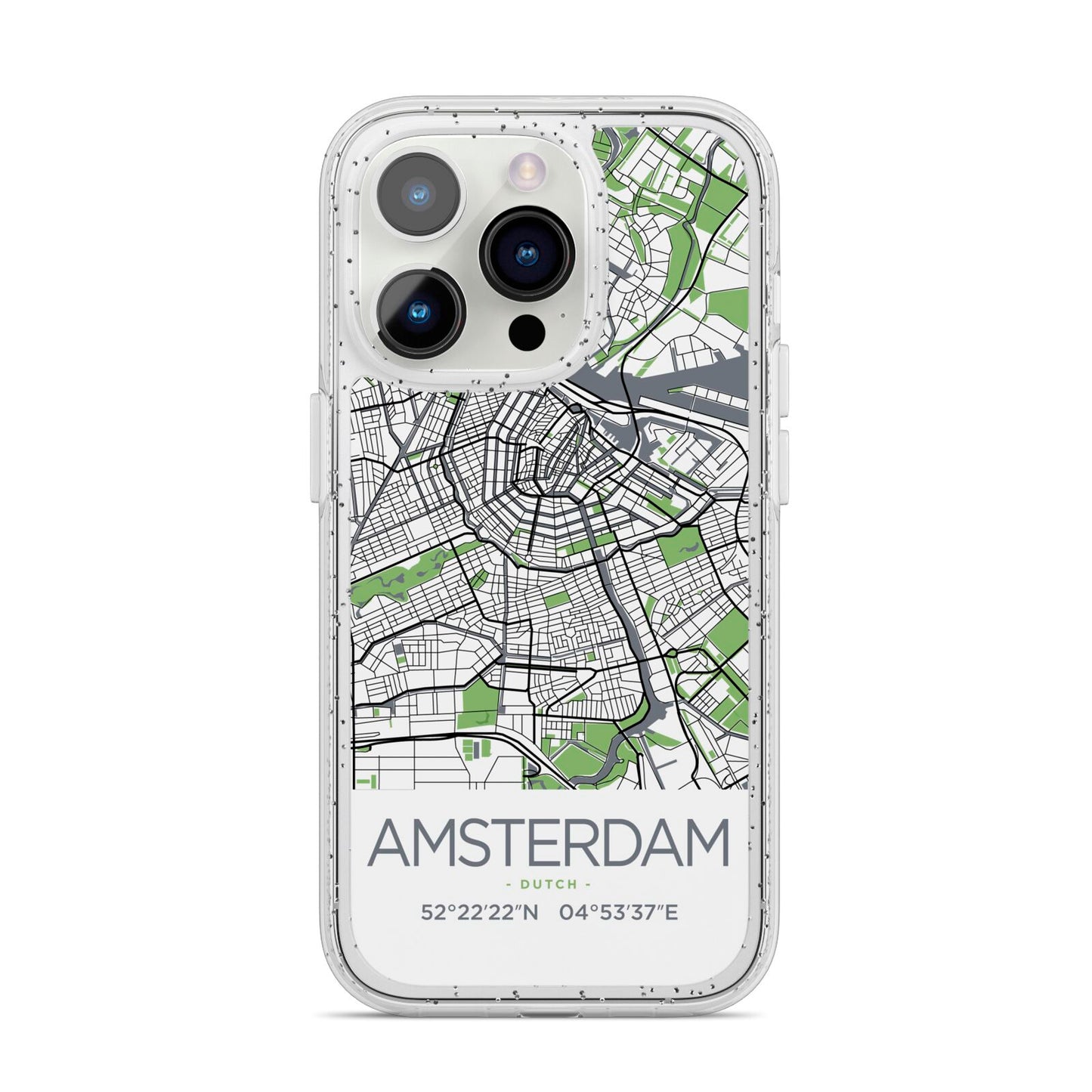 Map of Amsterdam iPhone 14 Pro Glitter Tough Case Silver