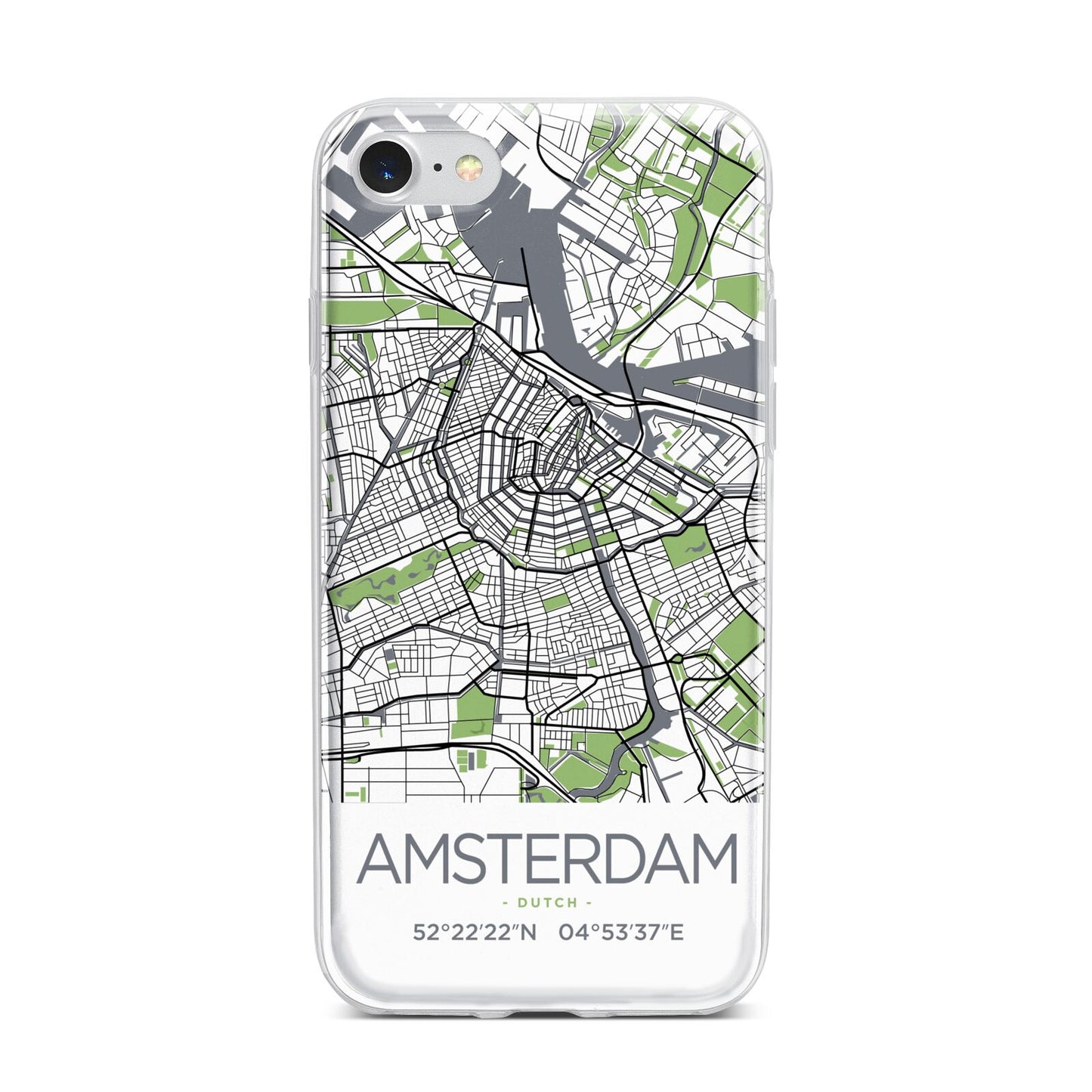 Map of Amsterdam iPhone 7 Bumper Case on Silver iPhone