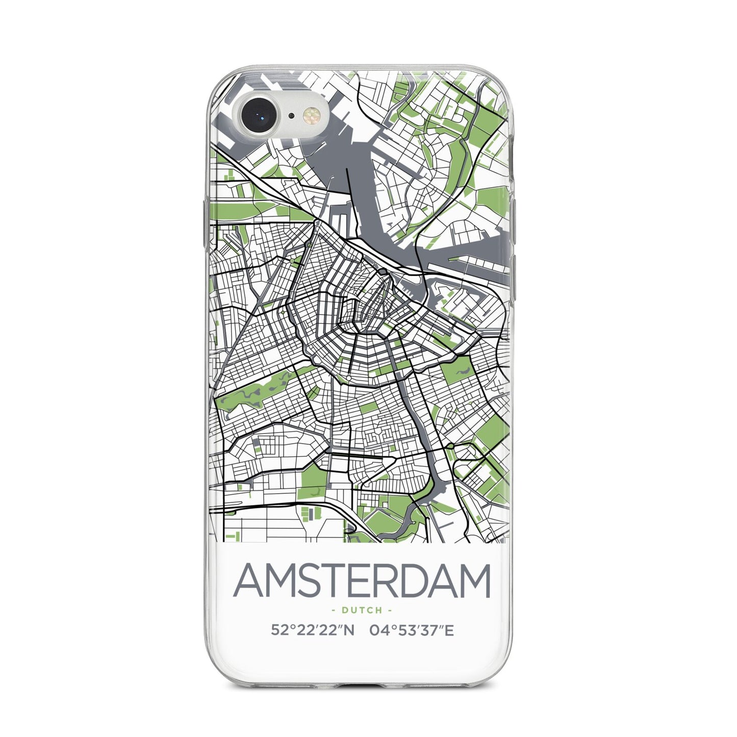 Map of Amsterdam iPhone 8 Bumper Case on Silver iPhone