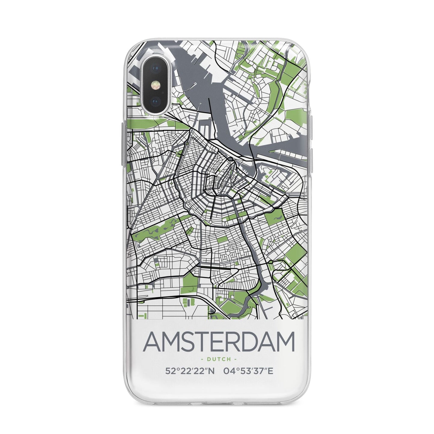 Map of Amsterdam iPhone X Bumper Case on Silver iPhone Alternative Image 1