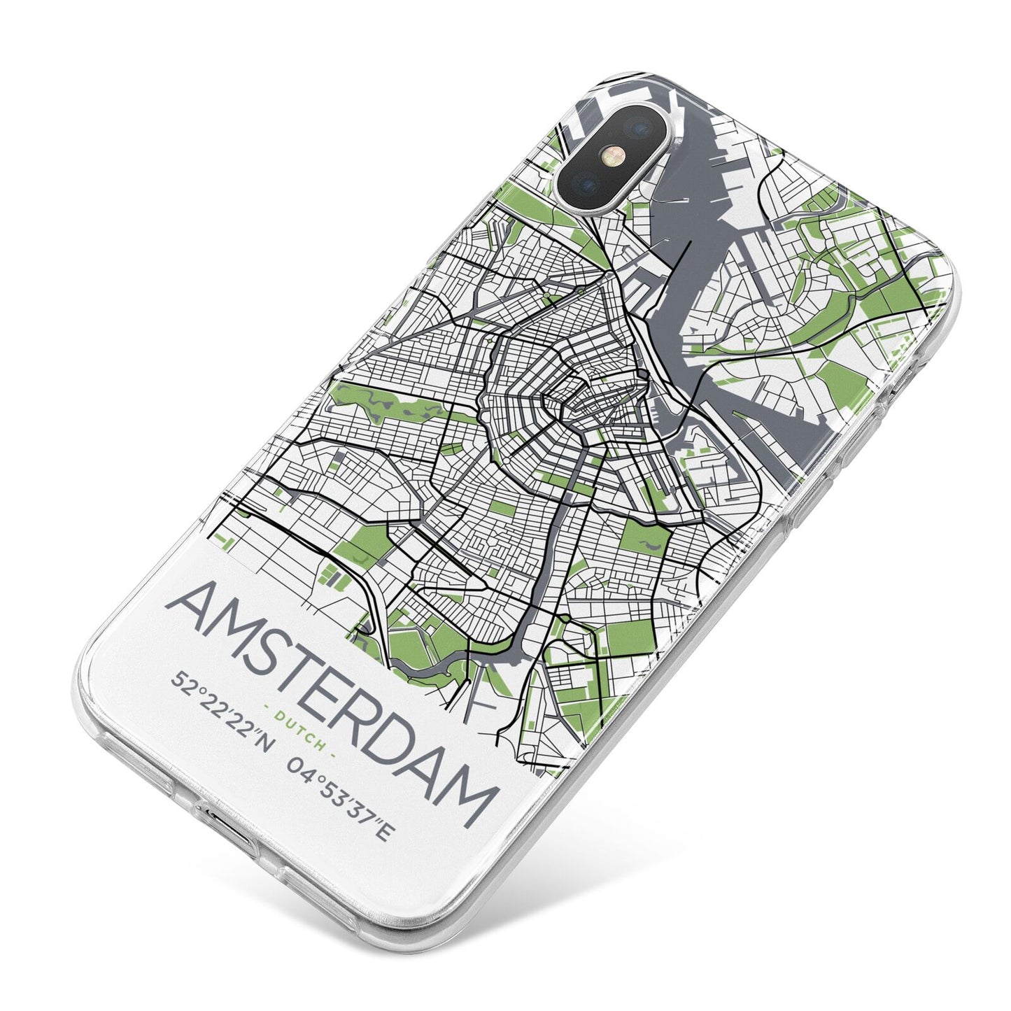 Map of Amsterdam iPhone X Bumper Case on Silver iPhone