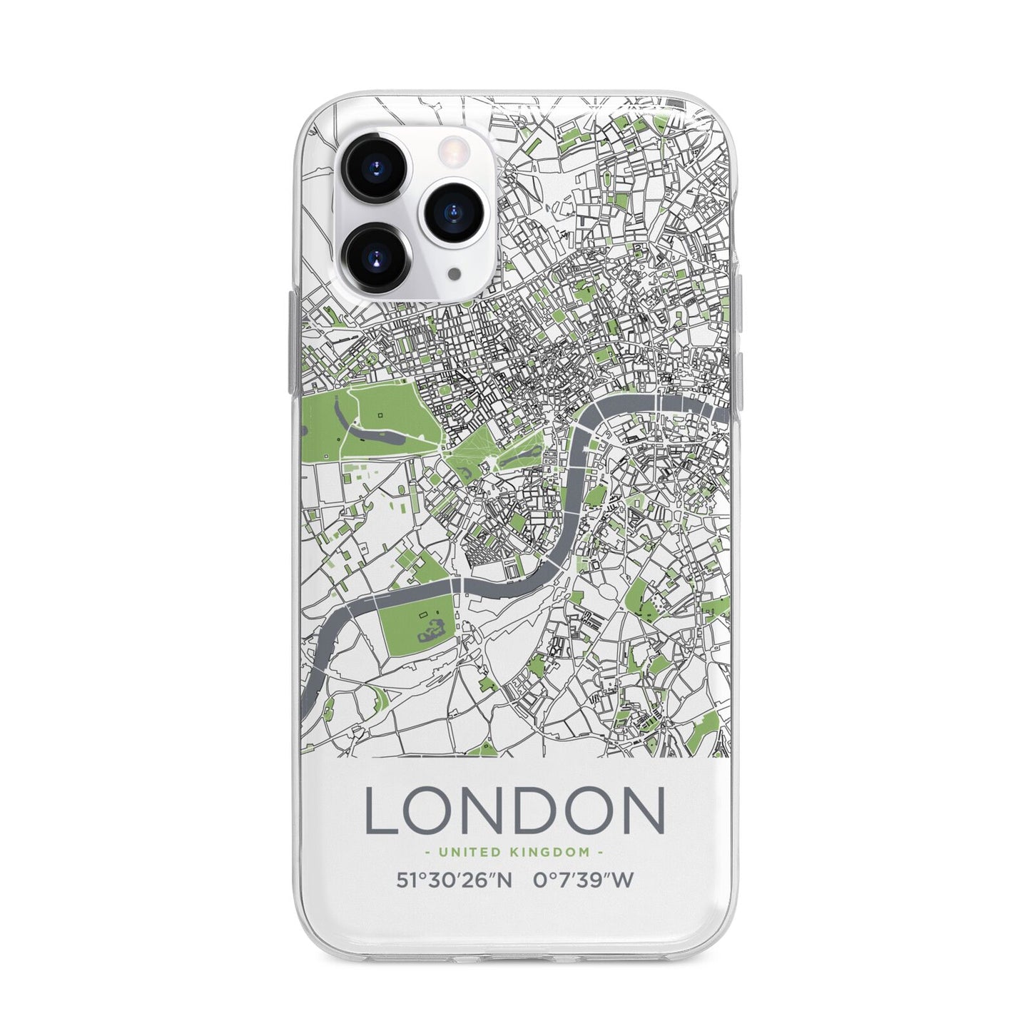 Map of London Apple iPhone 11 Pro Max in Silver with Bumper Case