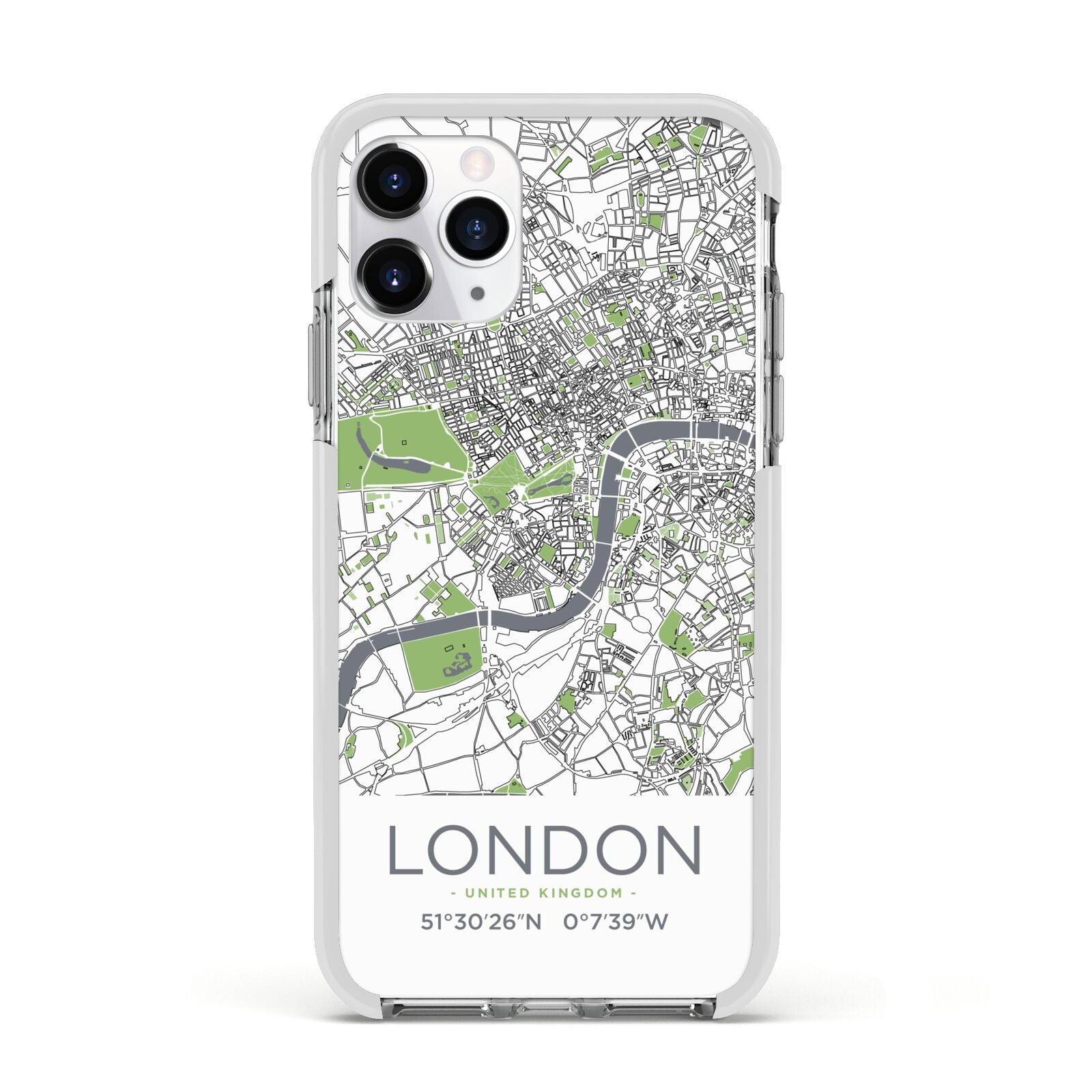 Map of London Apple iPhone 11 Pro in Silver with White Impact Case