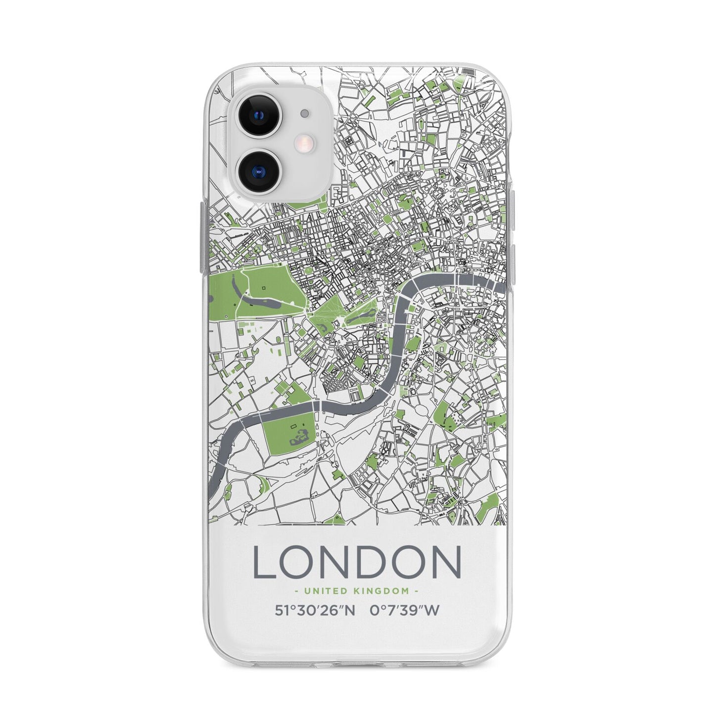 Map of London Apple iPhone 11 in White with Bumper Case