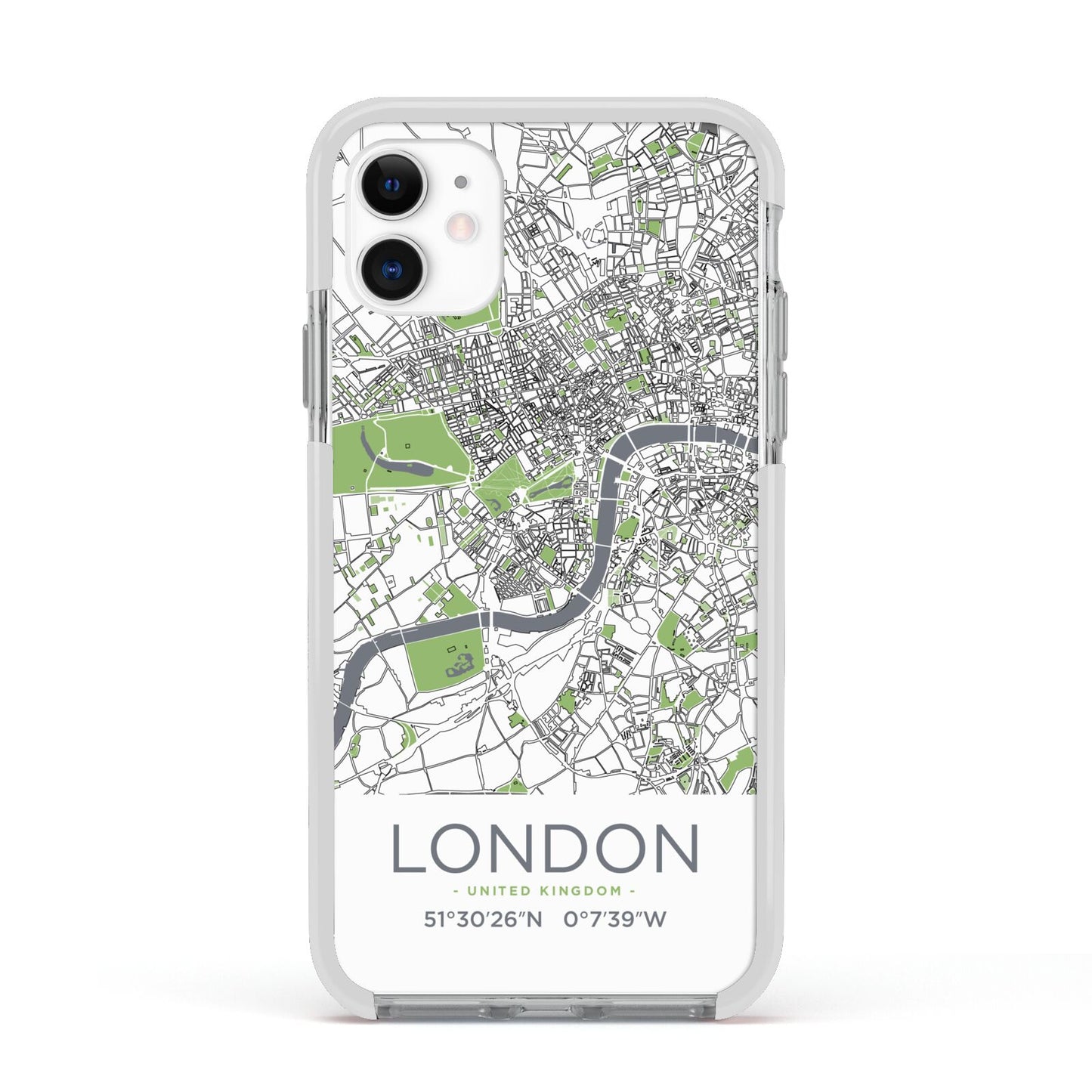 Map of London Apple iPhone 11 in White with White Impact Case