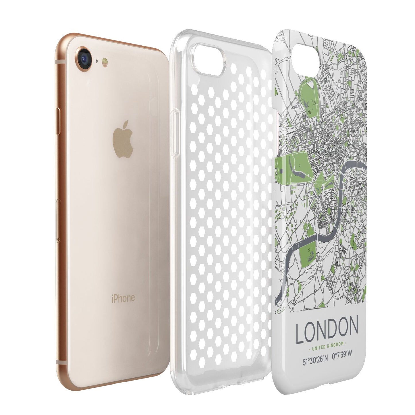 Map of London Apple iPhone 7 8 3D Tough Case Expanded View