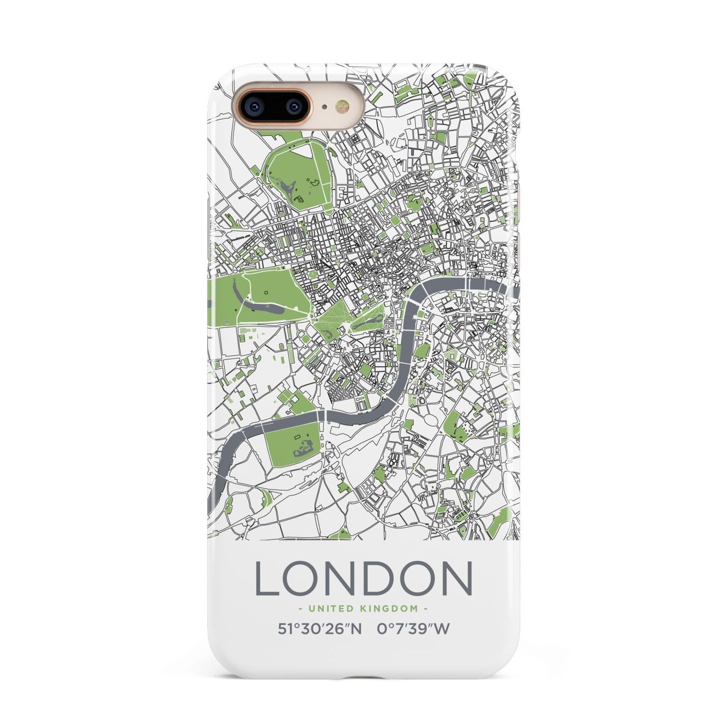 Map of London Apple iPhone 7 8 Plus 3D Tough Case