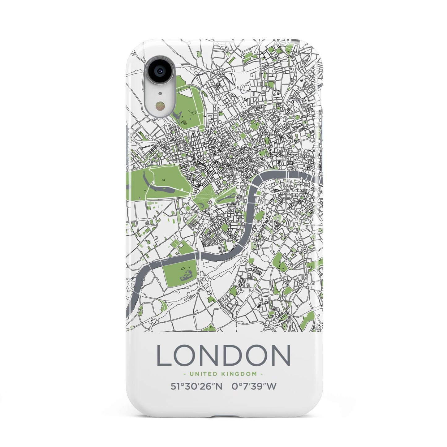 Map of London Apple iPhone XR White 3D Tough Case