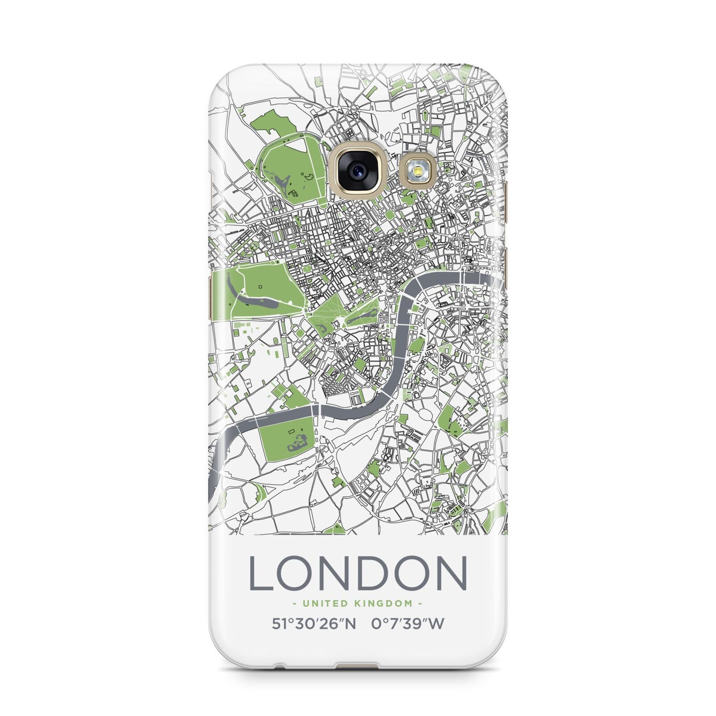 Map of London Samsung Galaxy A3 2017 Case on gold phone