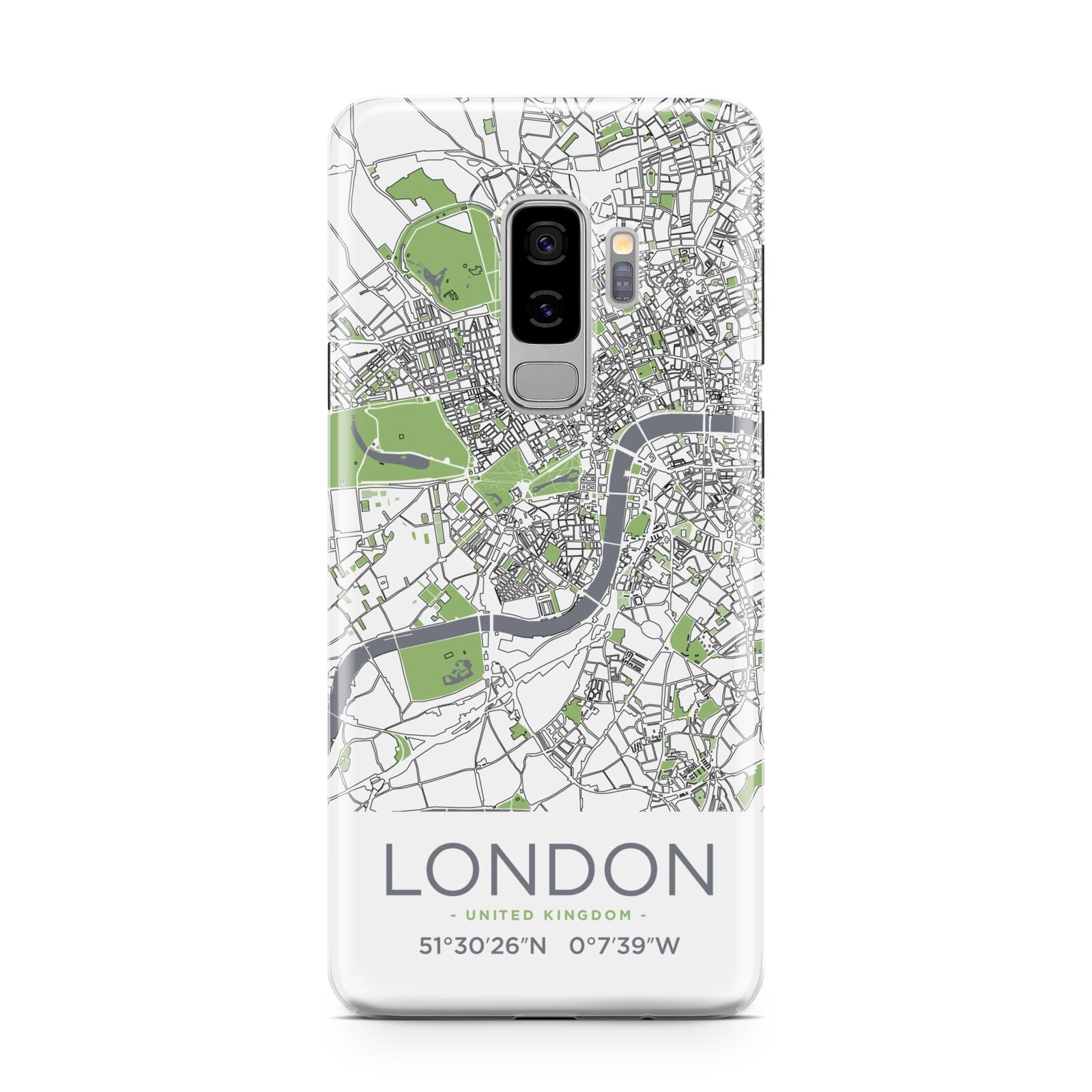 Map of London Samsung Galaxy S9 Plus Case on Silver phone