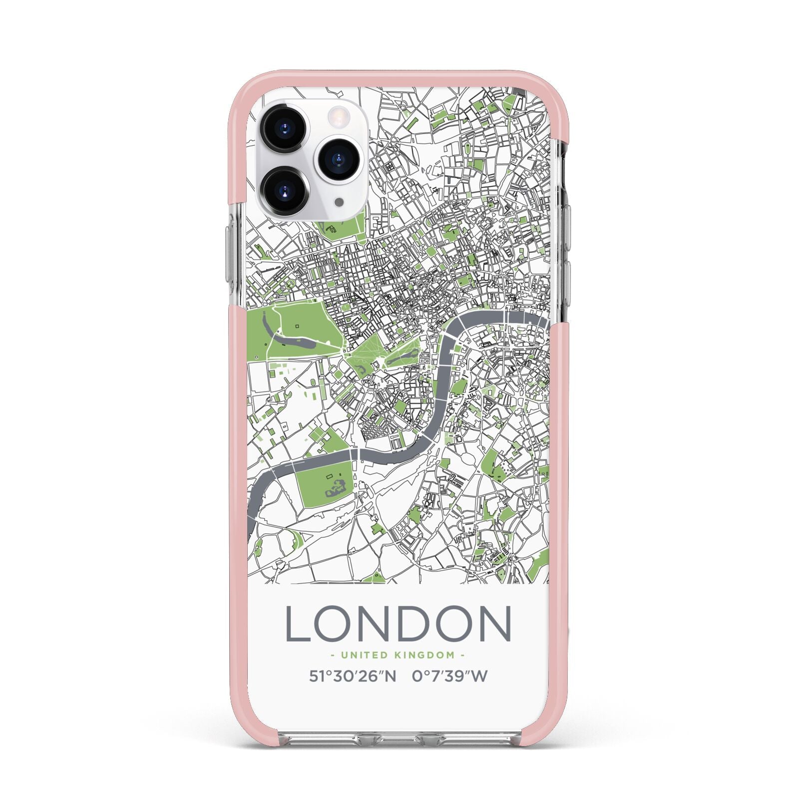 Map of London iPhone 11 Pro Max Impact Pink Edge Case