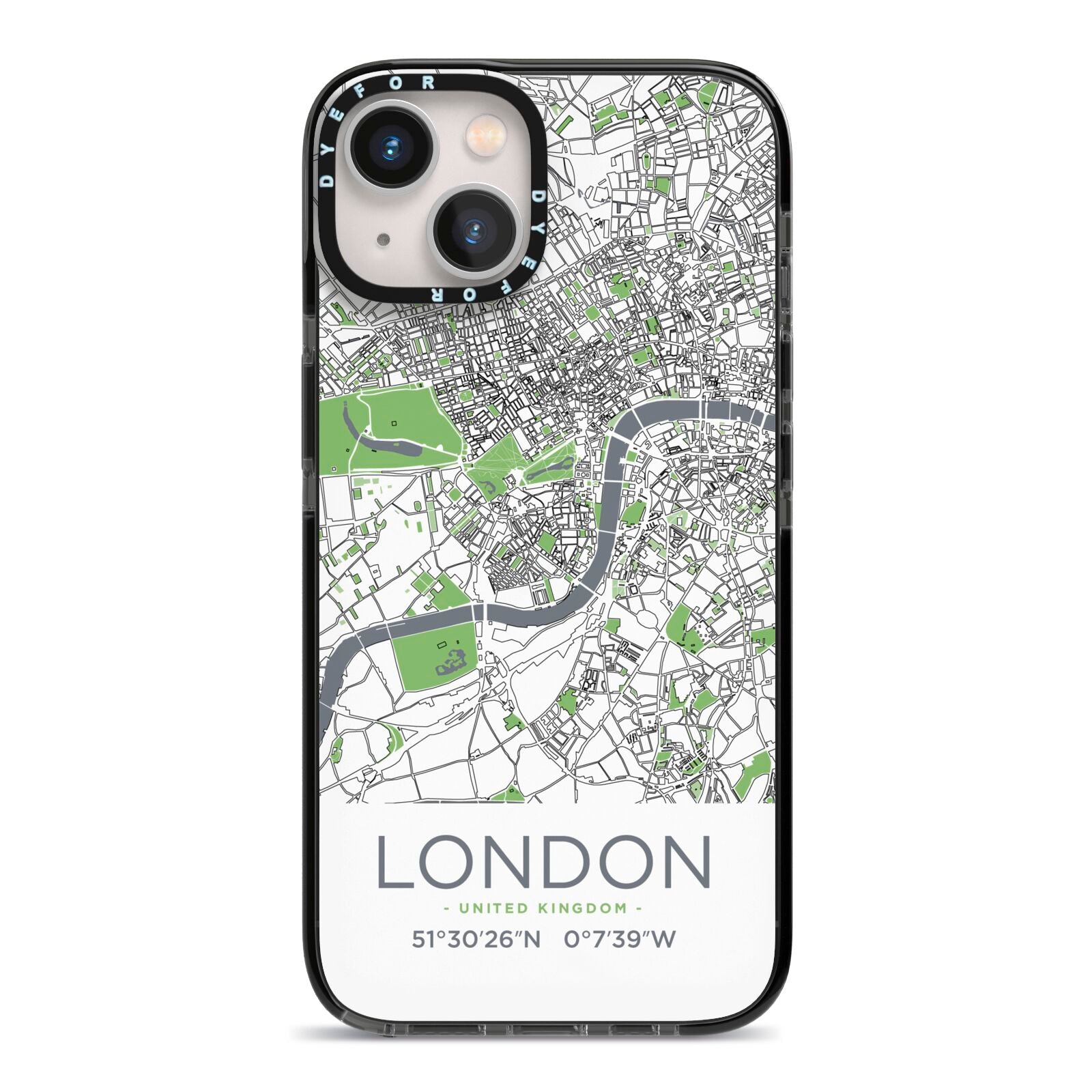 Map of London iPhone 13 Black Impact Case on Silver phone