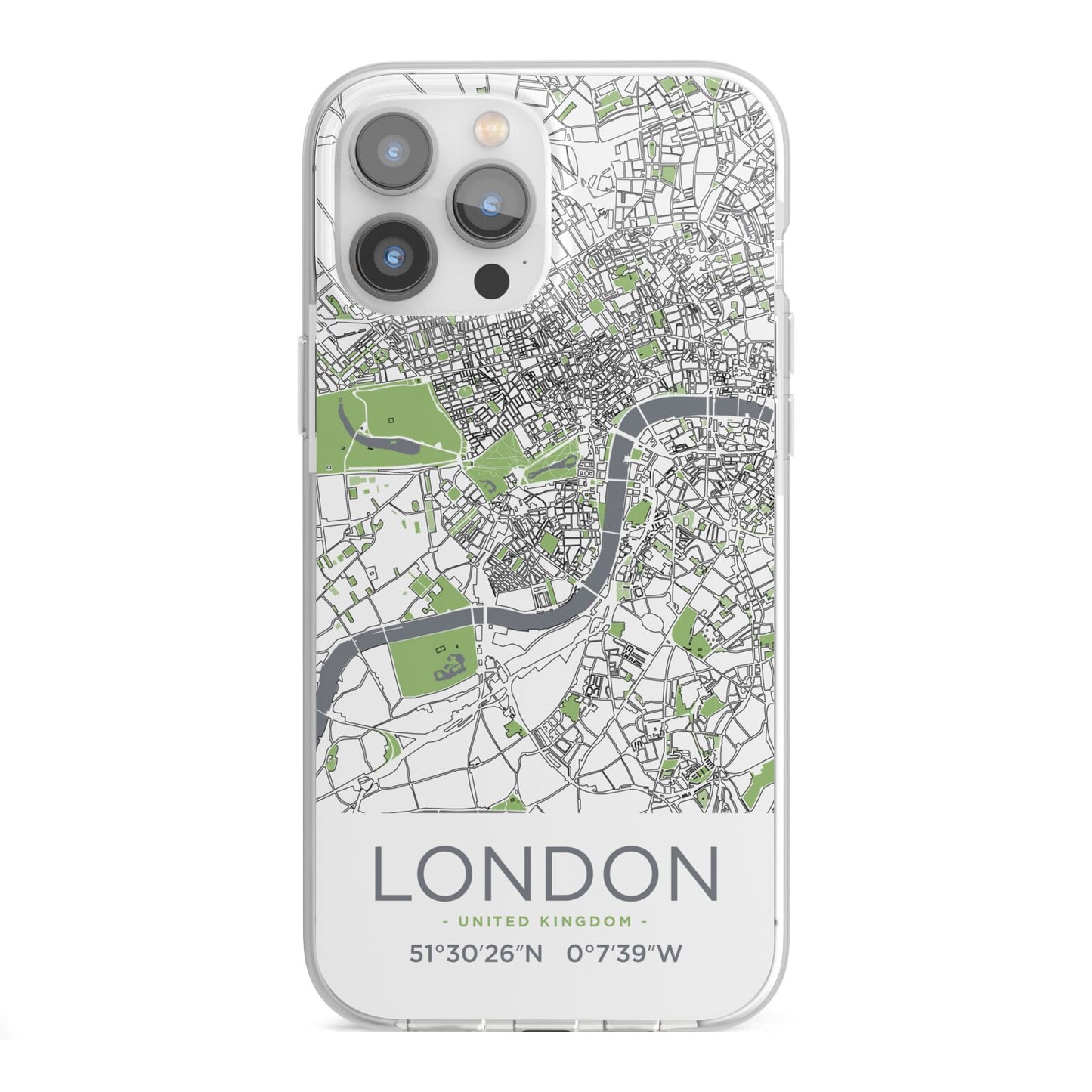 Map of London iPhone 13 Pro Max TPU Impact Case with White Edges