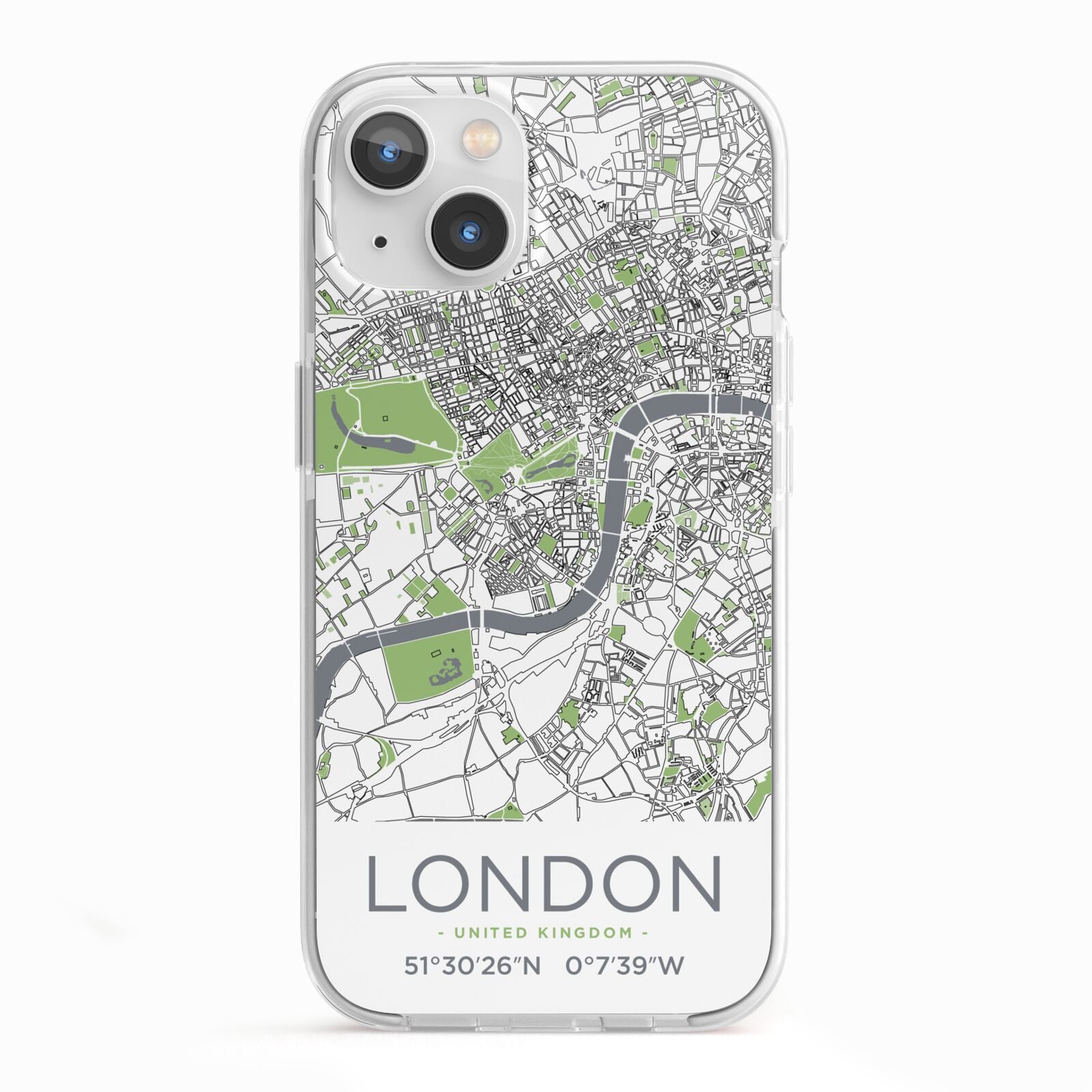 Map of London iPhone 13 TPU Impact Case with White Edges