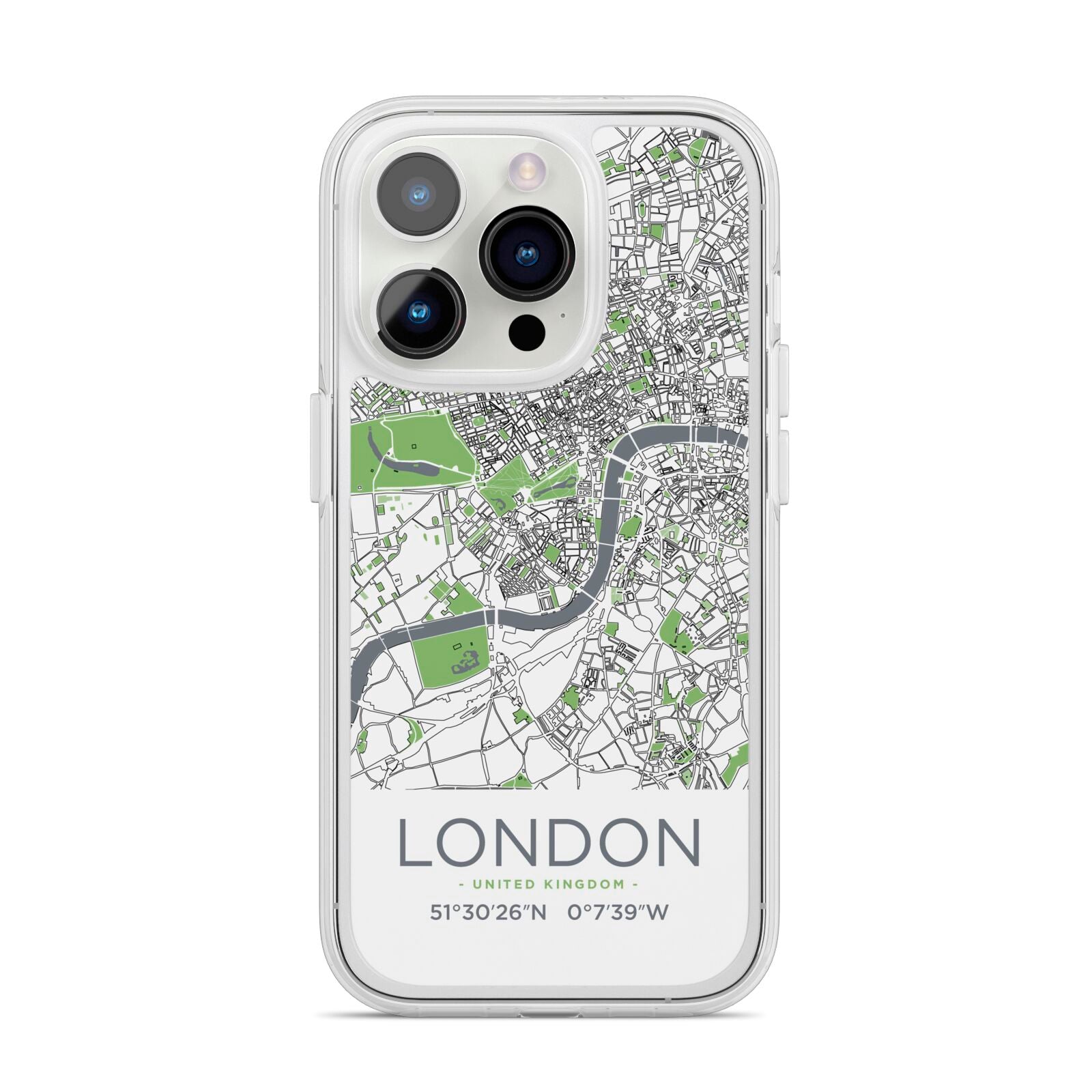 Map of London iPhone 14 Pro Clear Tough Case Silver