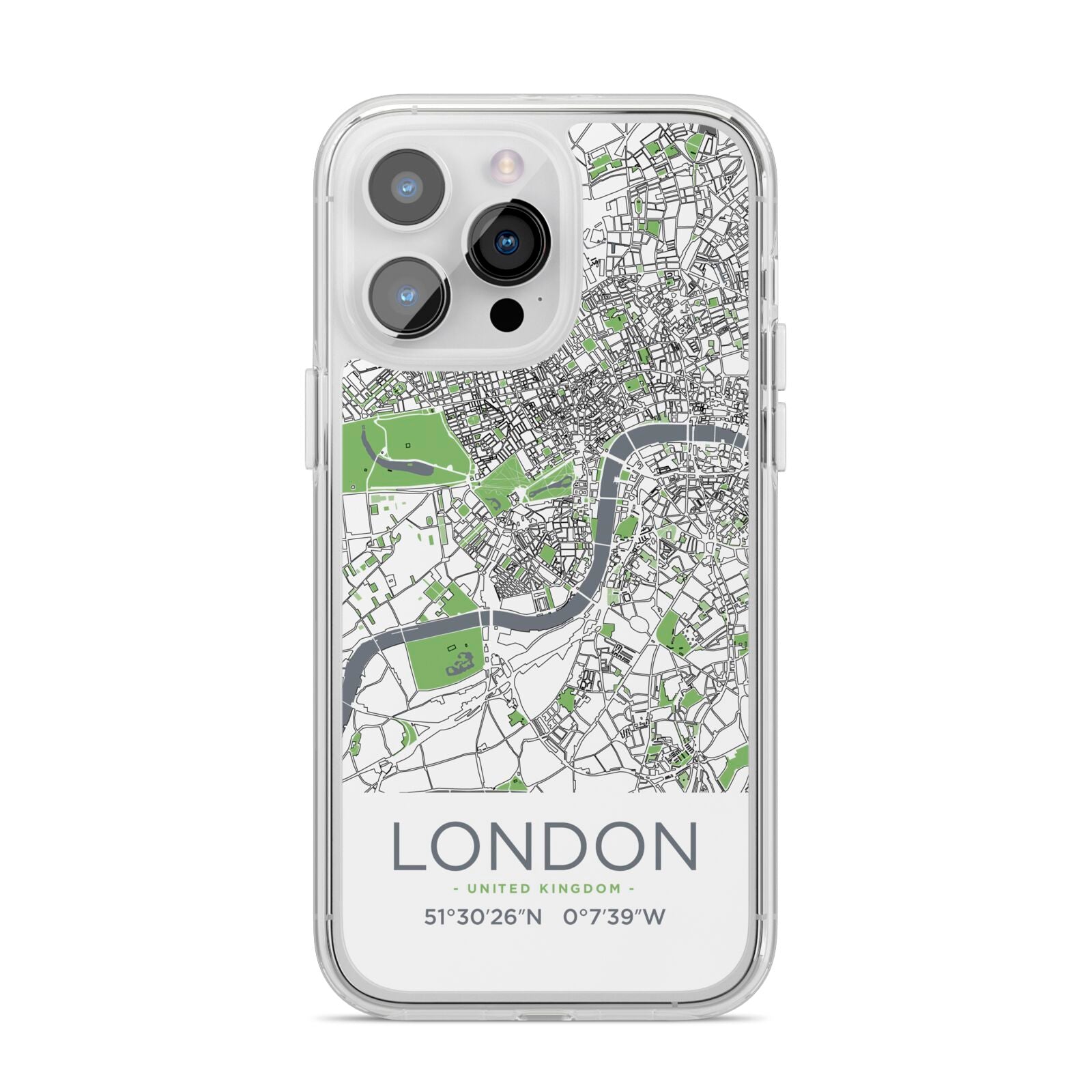 Map of London iPhone 14 Pro Max Clear Tough Case Silver