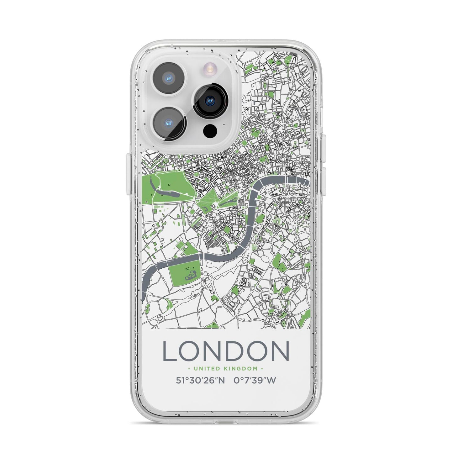 Map of London iPhone 14 Pro Max Glitter Tough Case Silver