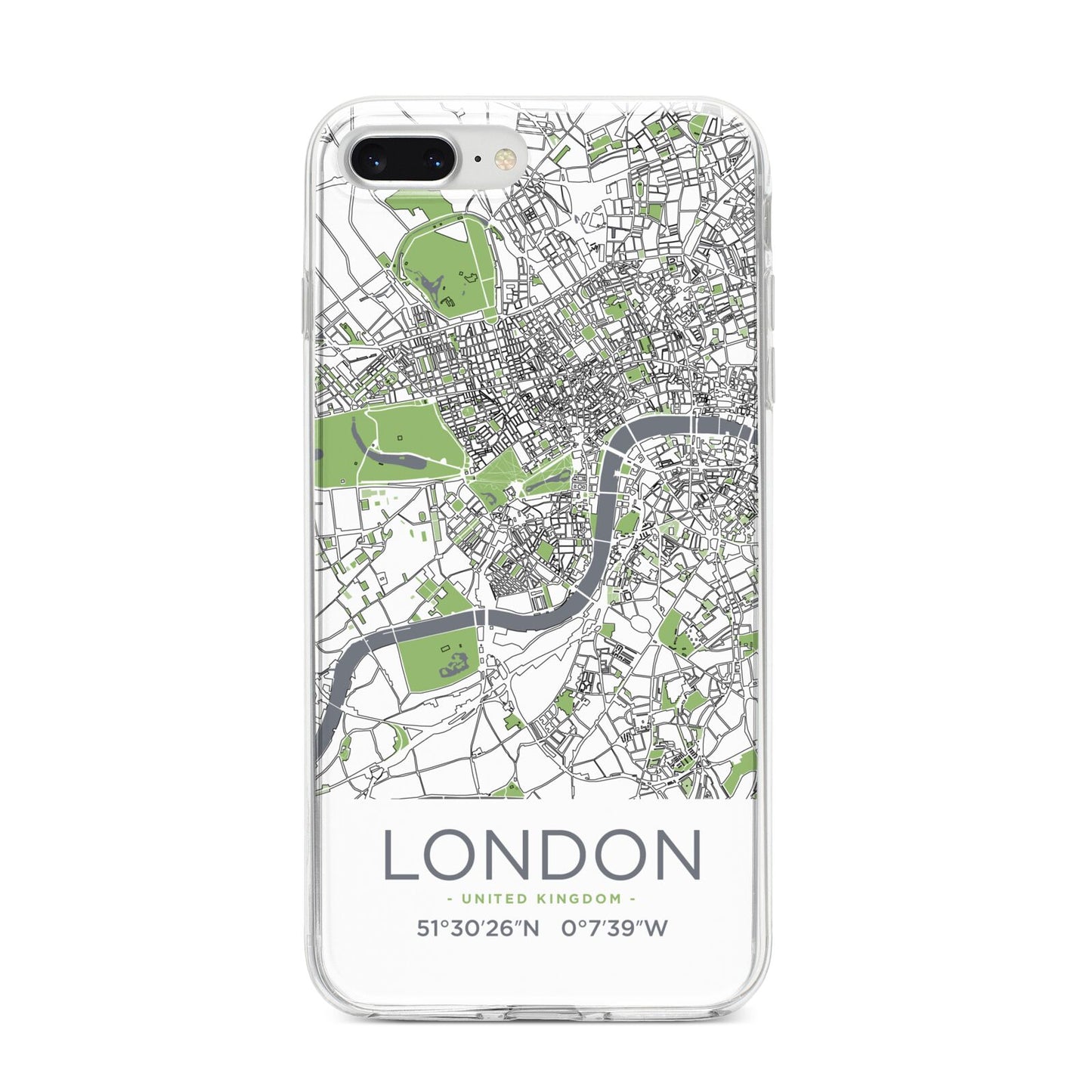 Map of London iPhone 8 Plus Bumper Case on Silver iPhone