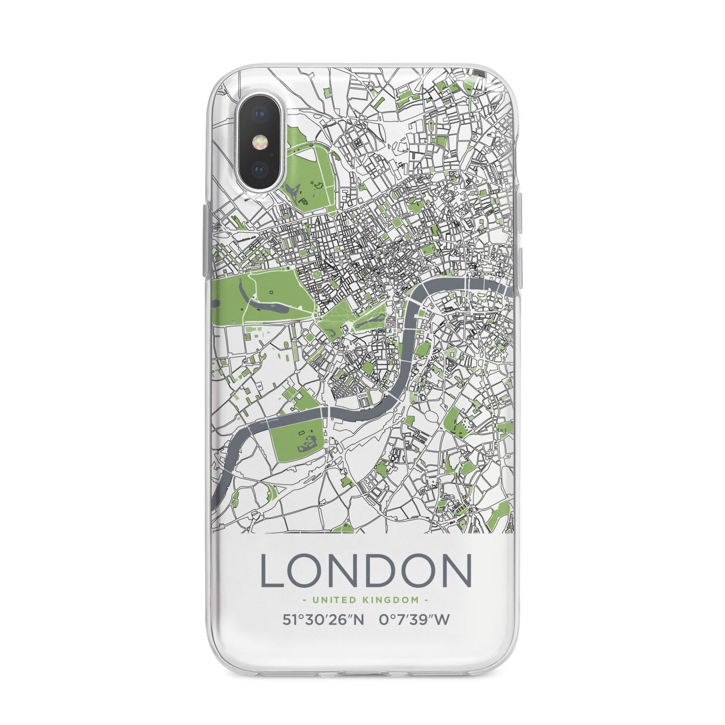 Map of London iPhone X Bumper Case on Silver iPhone Alternative Image 1