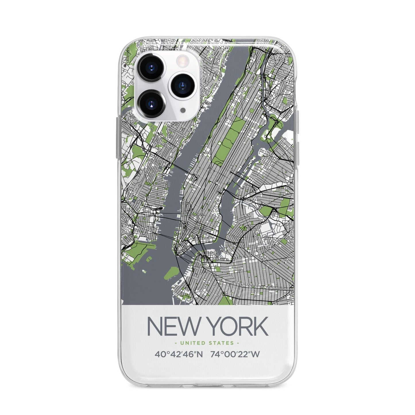 Map of New York Apple iPhone 11 Pro Max in Silver with Bumper Case