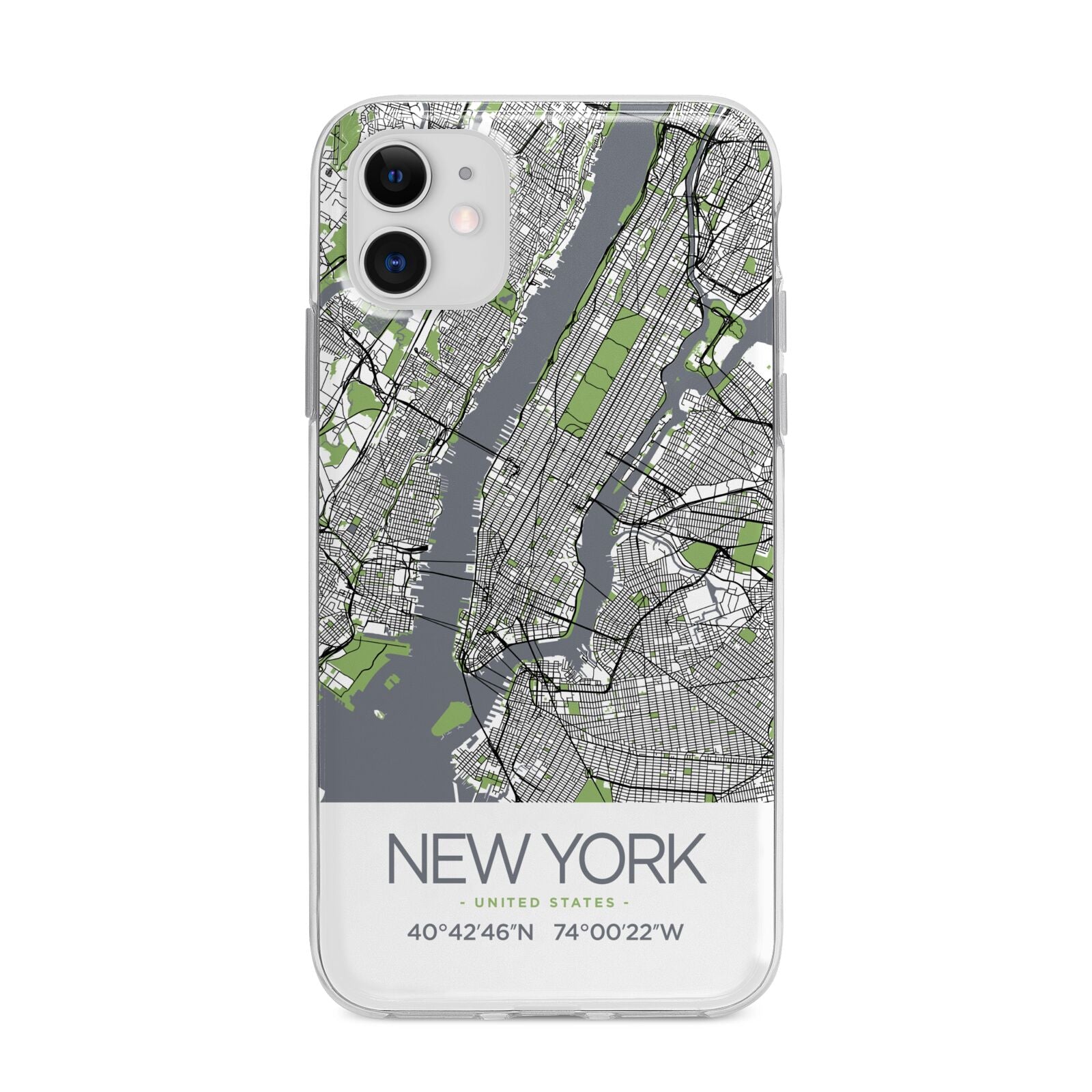 Map of New York Apple iPhone 11 in White with Bumper Case