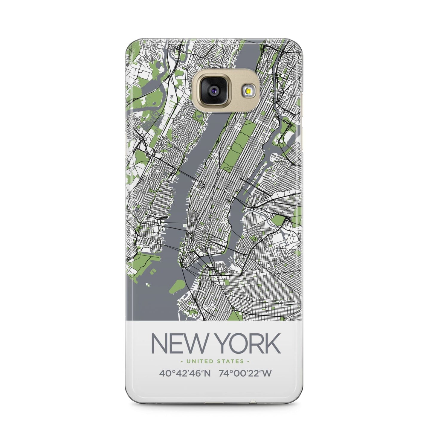 Map of New York Samsung Galaxy A5 2016 Case on gold phone