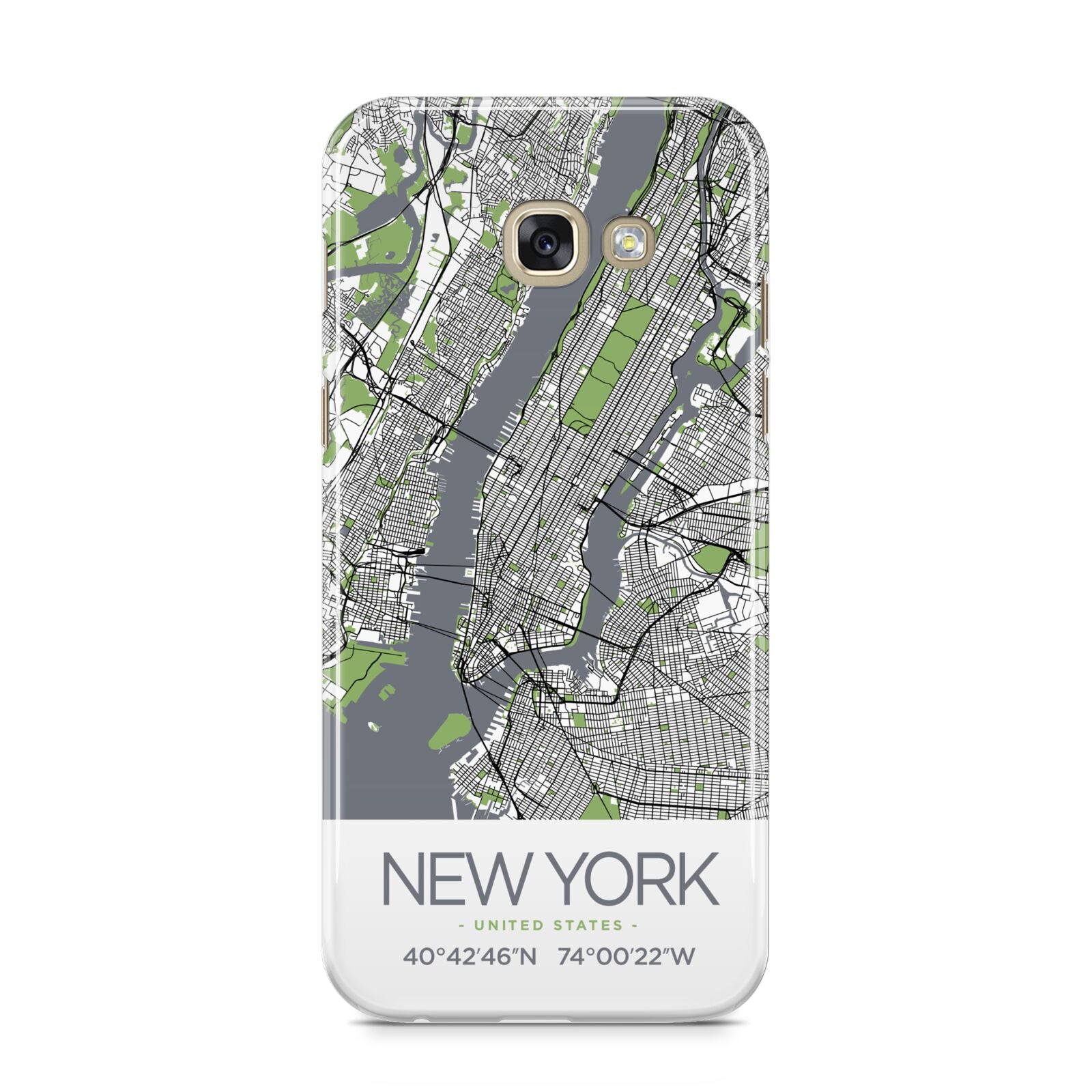 Map of New York Samsung Galaxy A5 2017 Case on gold phone