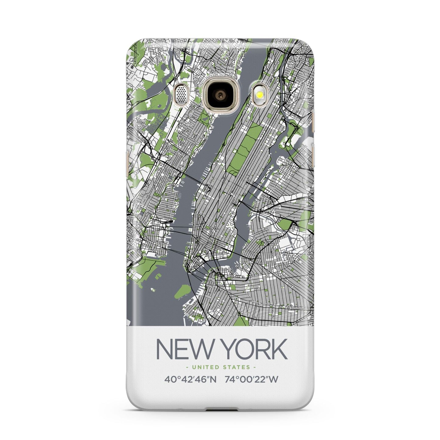 Map of New York Samsung Galaxy J7 2016 Case on gold phone
