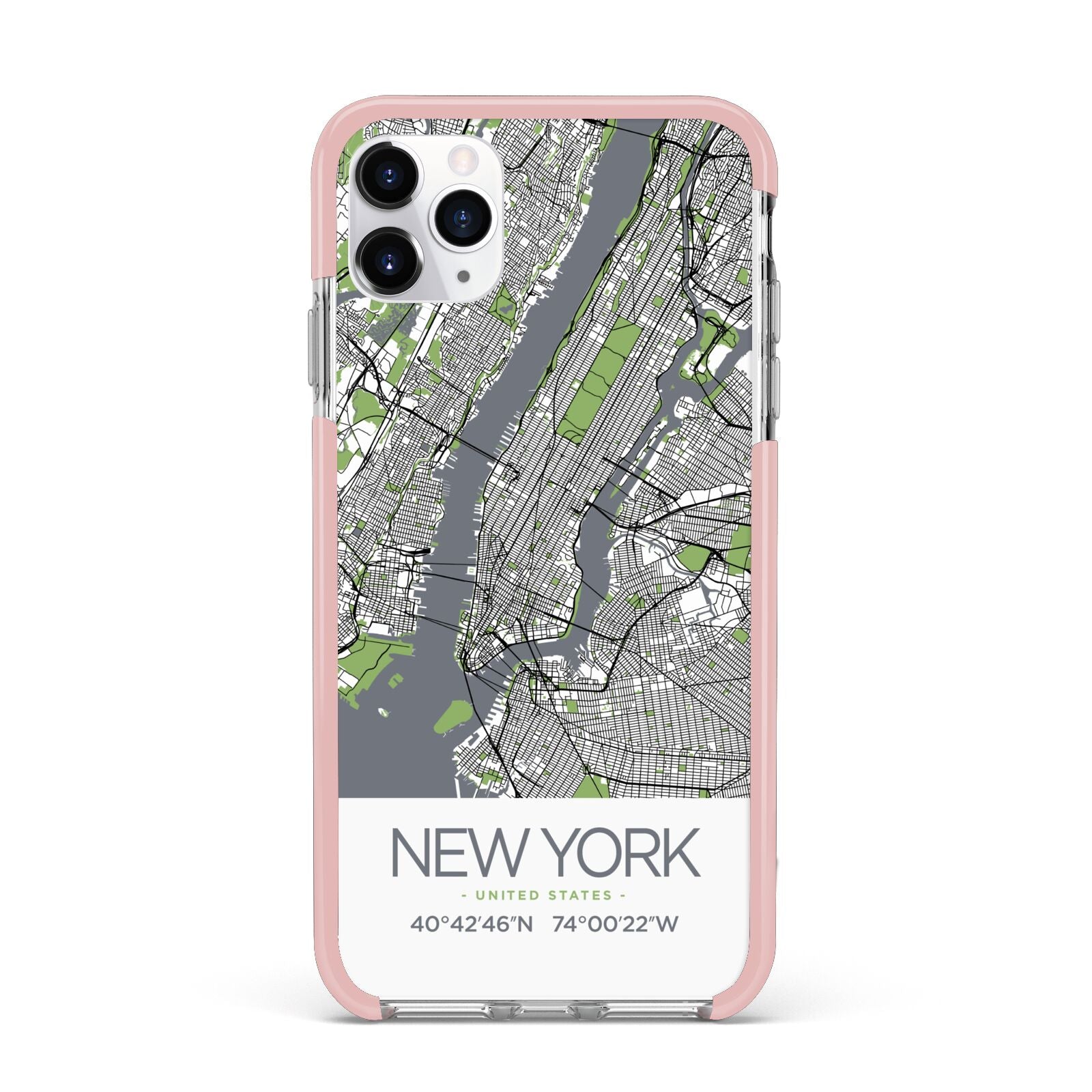 Map of New York iPhone 11 Pro Max Impact Pink Edge Case