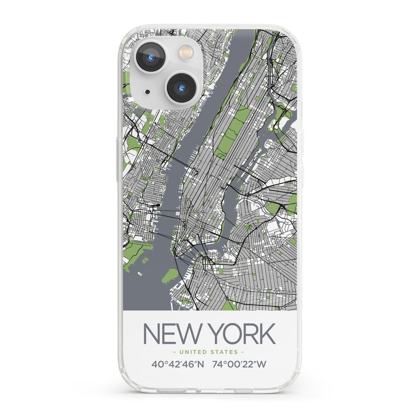 Map of New York iPhone 13 Clear Bumper Case