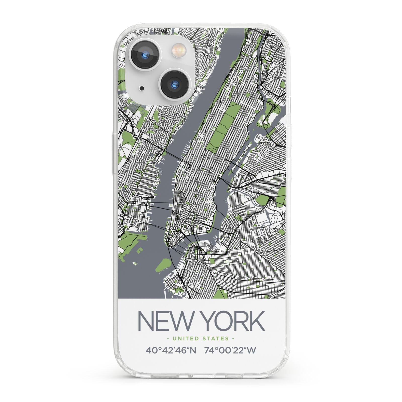 Map of New York iPhone 13 Clear Bumper Case