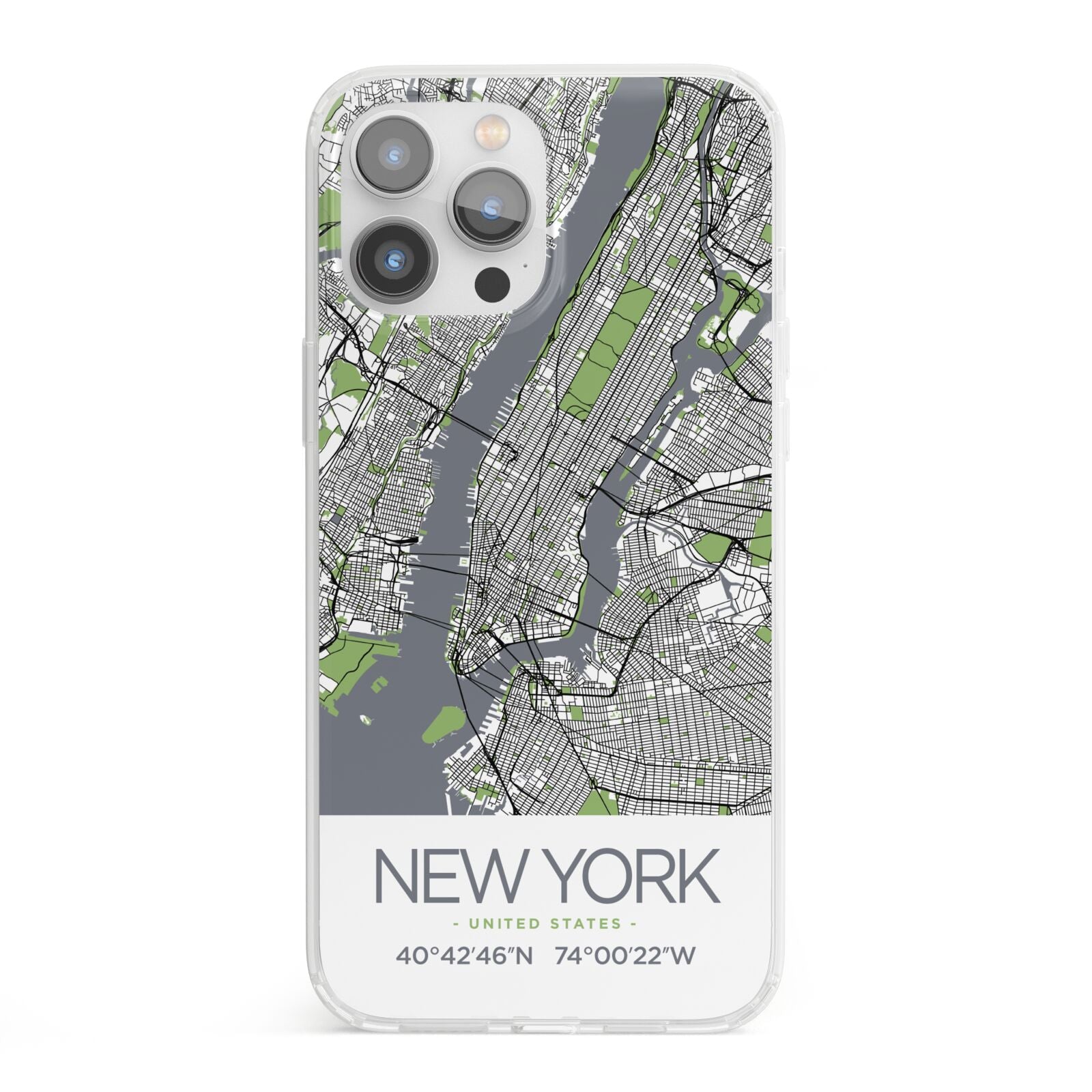 Map of New York iPhone 13 Pro Max Clear Bumper Case