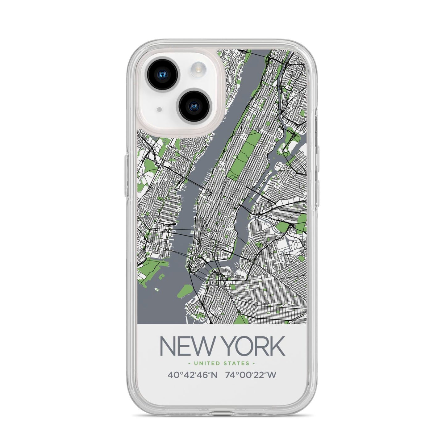 Map of New York iPhone 14 Clear Tough Case Starlight